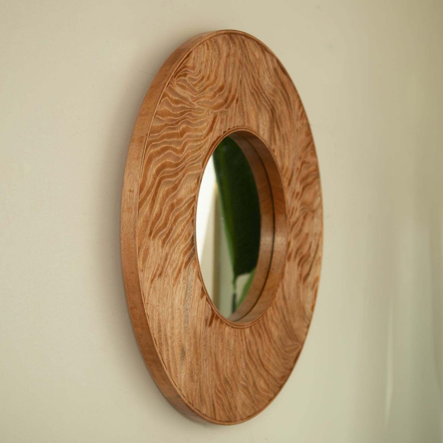 24'' Ring Mirror, Wall-mounted Vintage Circle Solid Rosewood Decorative Mirror, Round Mirror, Suitable for Bathroom, Bedroom, Living Room