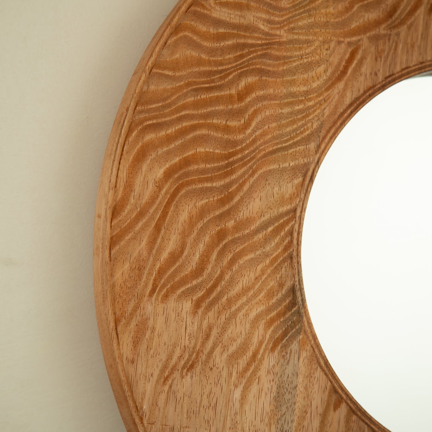 24'' Ring Mirror, Wall-mounted Vintage Circle Solid Rosewood Decorative Mirror, Round Mirror, Suitable for Bathroom, Bedroom, Living Room