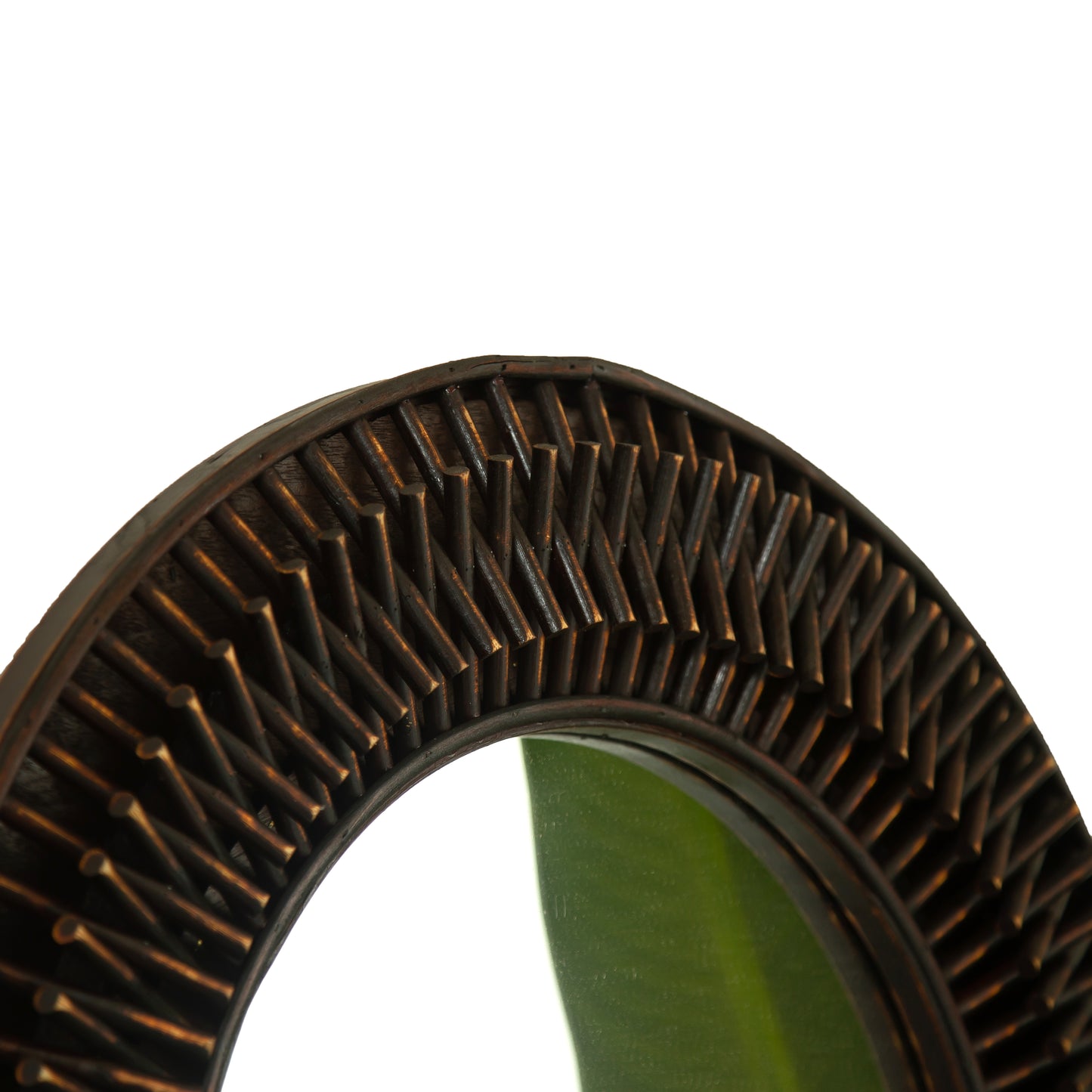 24'' Aura Mirror, Dark Bamboo Artistry Circle Wall Mirror, Natural Log-style, Suitable for Bathroom, Bedroom, Living Room