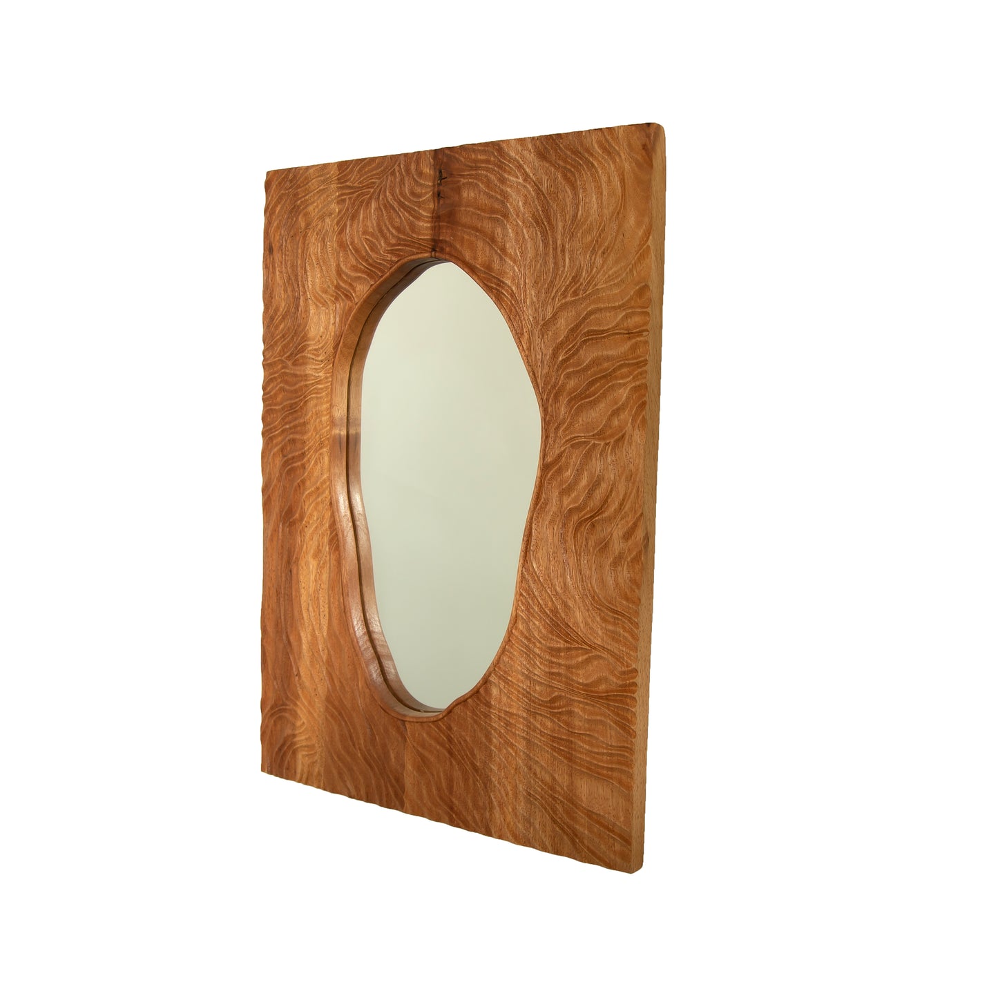 20'' Timeline Mirror, Wall-mounted Vintage Rectangular Solid Rosewood Decorative Mirror, Irregular Mirror, Suitable for Bathroom, Bedroom, Living Room