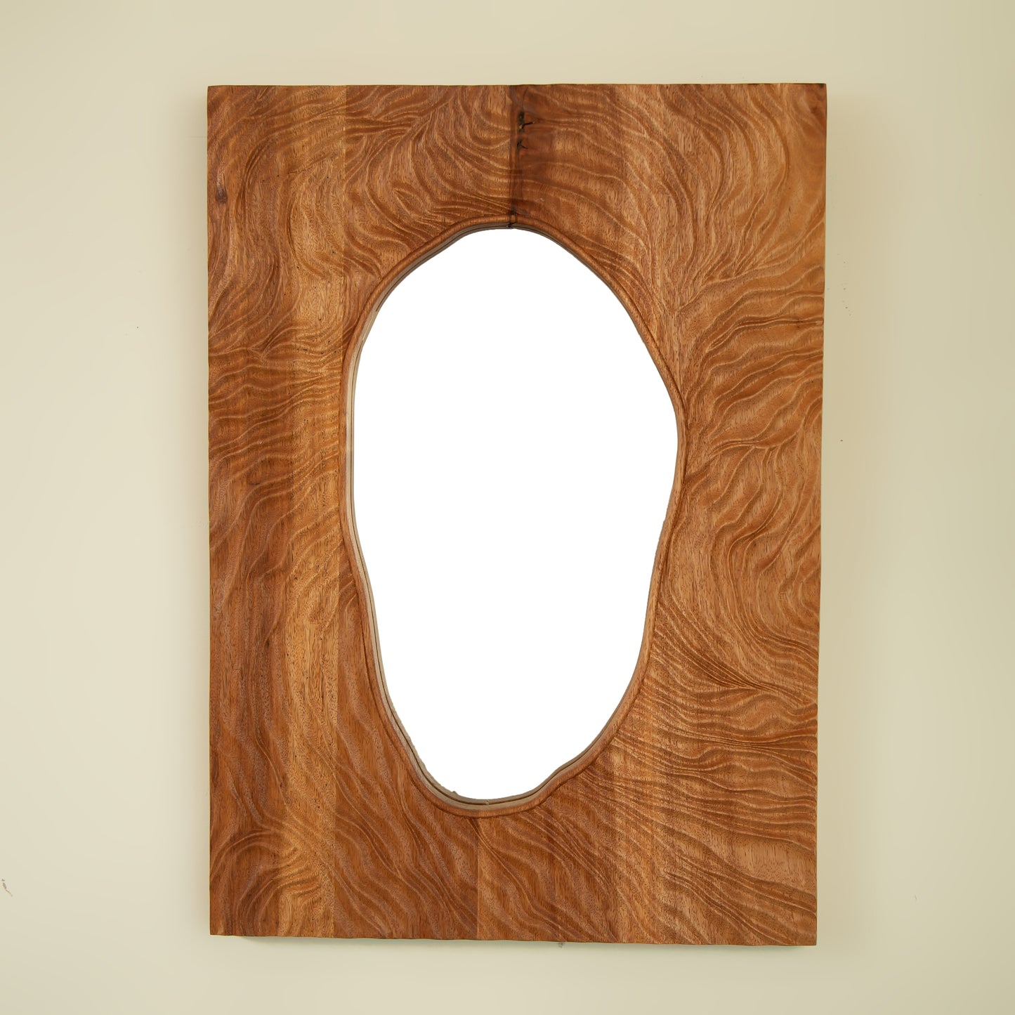 20'' Timeline Mirror, Wall-mounted Vintage Rectangular Solid Rosewood Decorative Mirror, Irregular Mirror, Suitable for Bathroom, Bedroom, Living Room