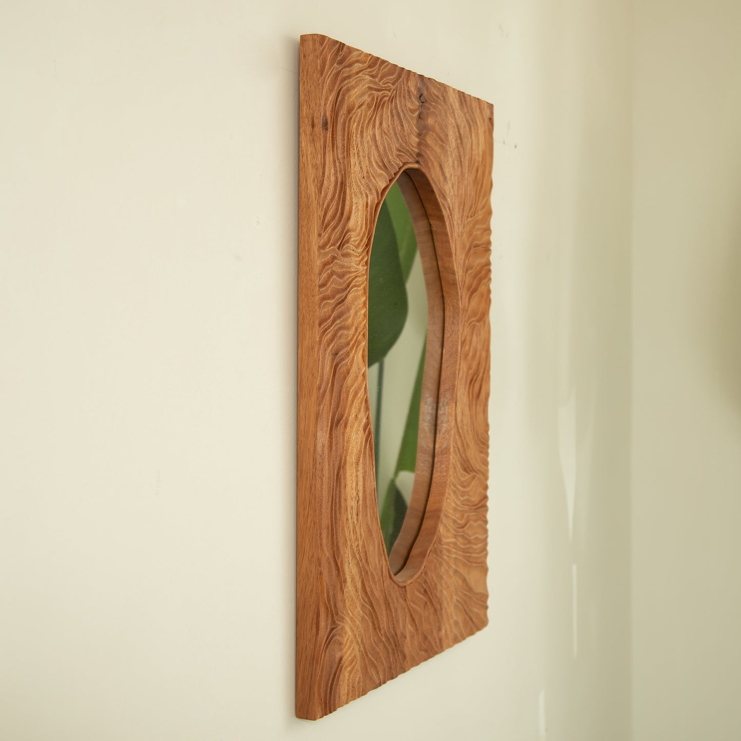 20'' Timeline Mirror, Wall-mounted Vintage Rectangular Solid Rosewood Decorative Mirror, Irregular Mirror, Suitable for Bathroom, Bedroom, Living Room
