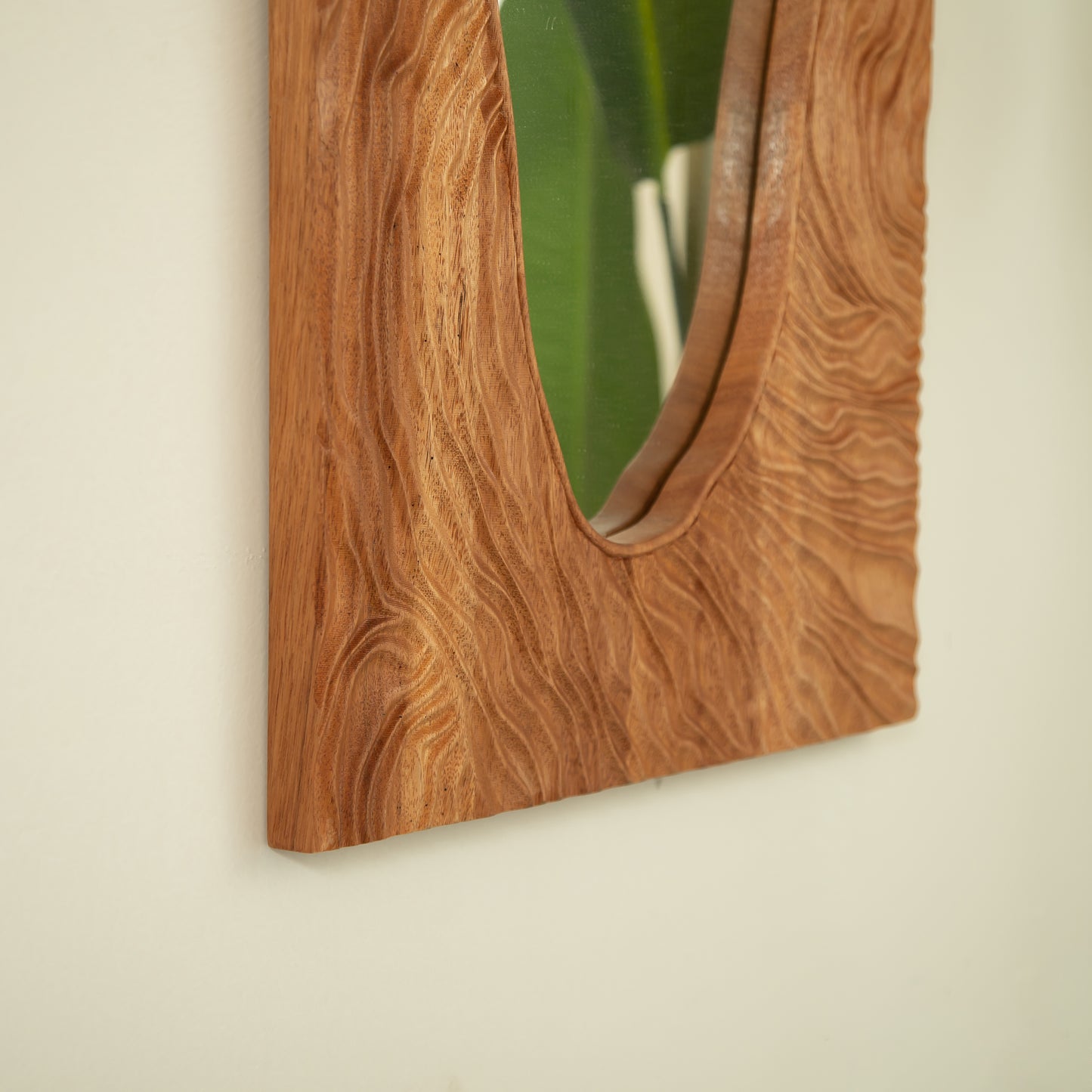 20'' Timeline Mirror, Wall-mounted Vintage Rectangular Solid Rosewood Decorative Mirror, Irregular Mirror, Suitable for Bathroom, Bedroom, Living Room