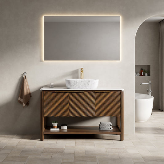 INDIGO Bathroom Vanity&Sinks, Dark Walnut Woodgrain
