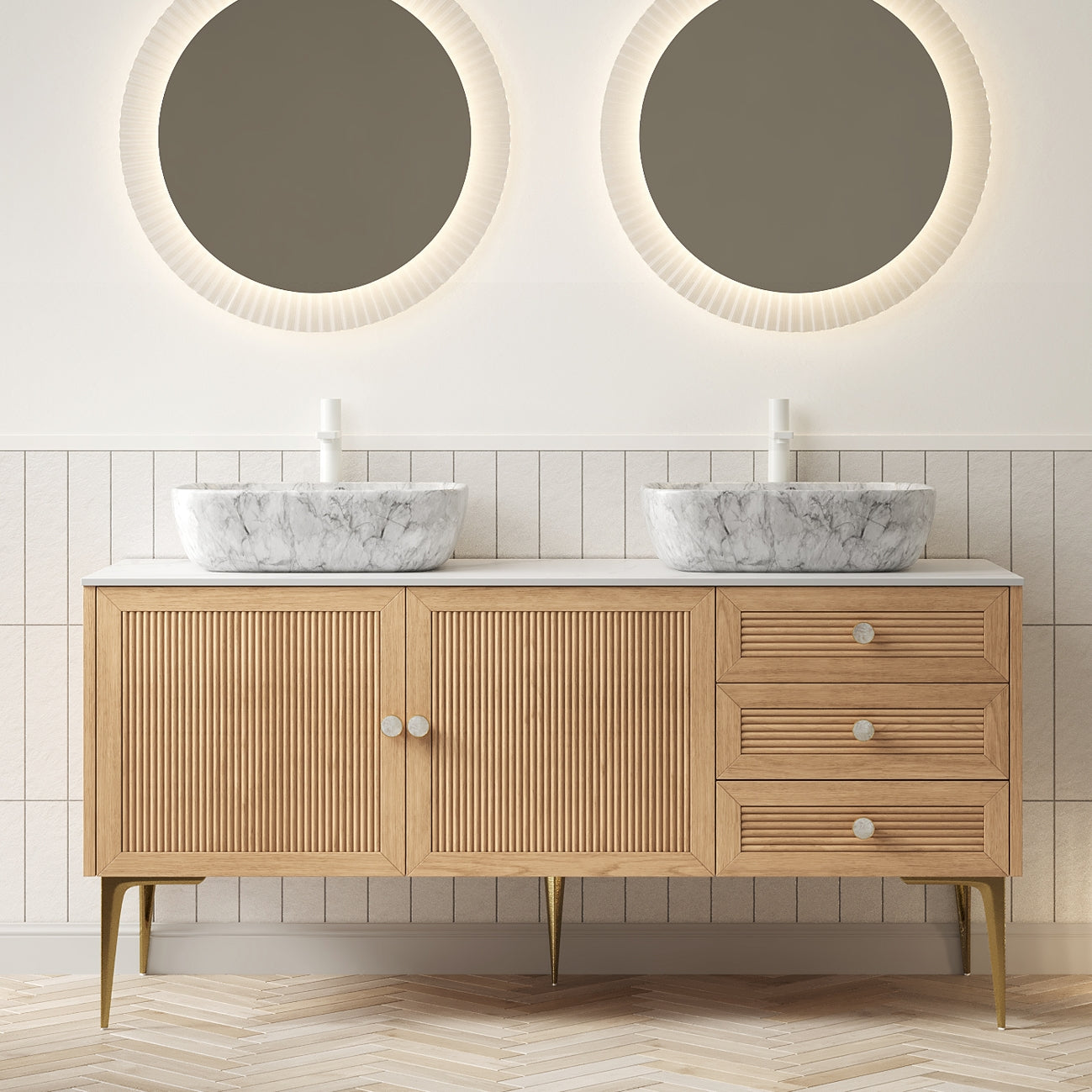 MUNIN Bathroom Vanity&Sinks, Oak Woodgrain