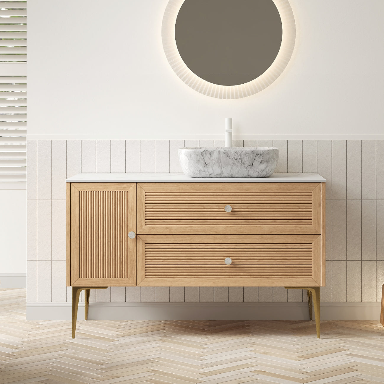MUNIN Bathroom Vanity&Sinks, Oak Woodgrain