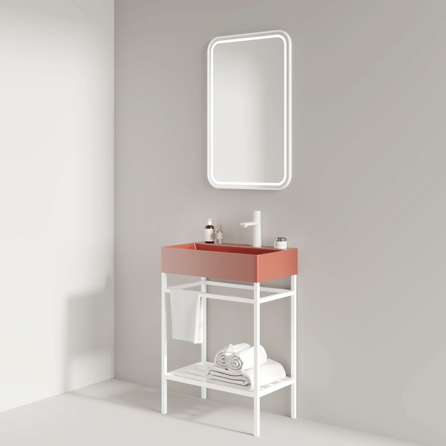 LOFI 24" Bathroom Vanity with Ceramic Basin, Freestanding Bathroom Console Sink Set