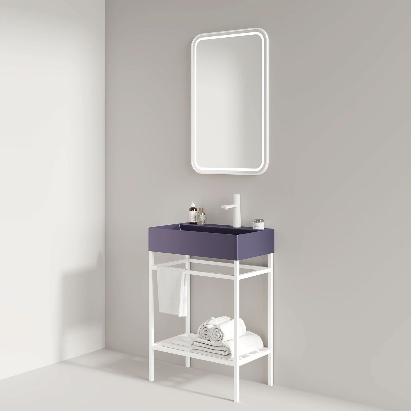 LOFI 24" Bathroom Vanity with Ceramic Basin, Freestanding Bathroom Console Sink Set