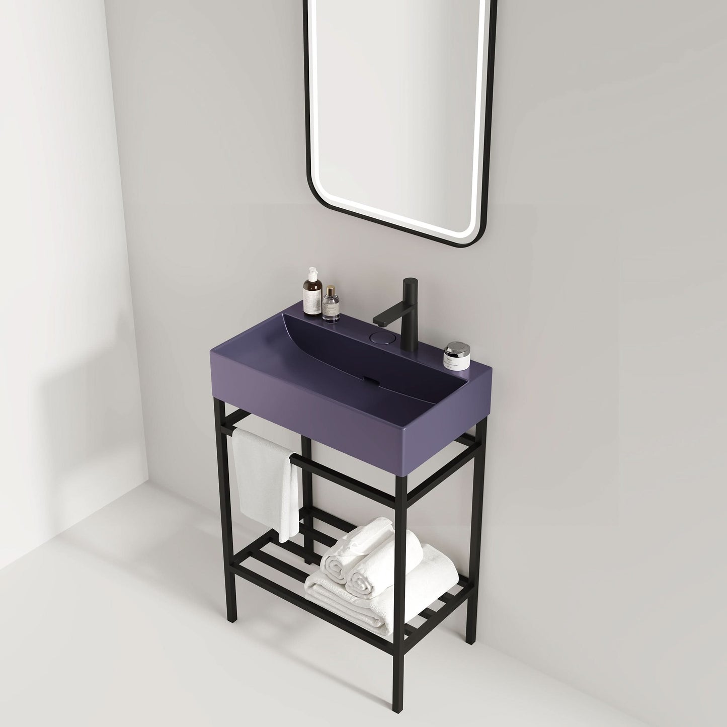 LOFI 24" Bathroom Vanity with Ceramic Basin, Freestanding Bathroom Console Sink Set