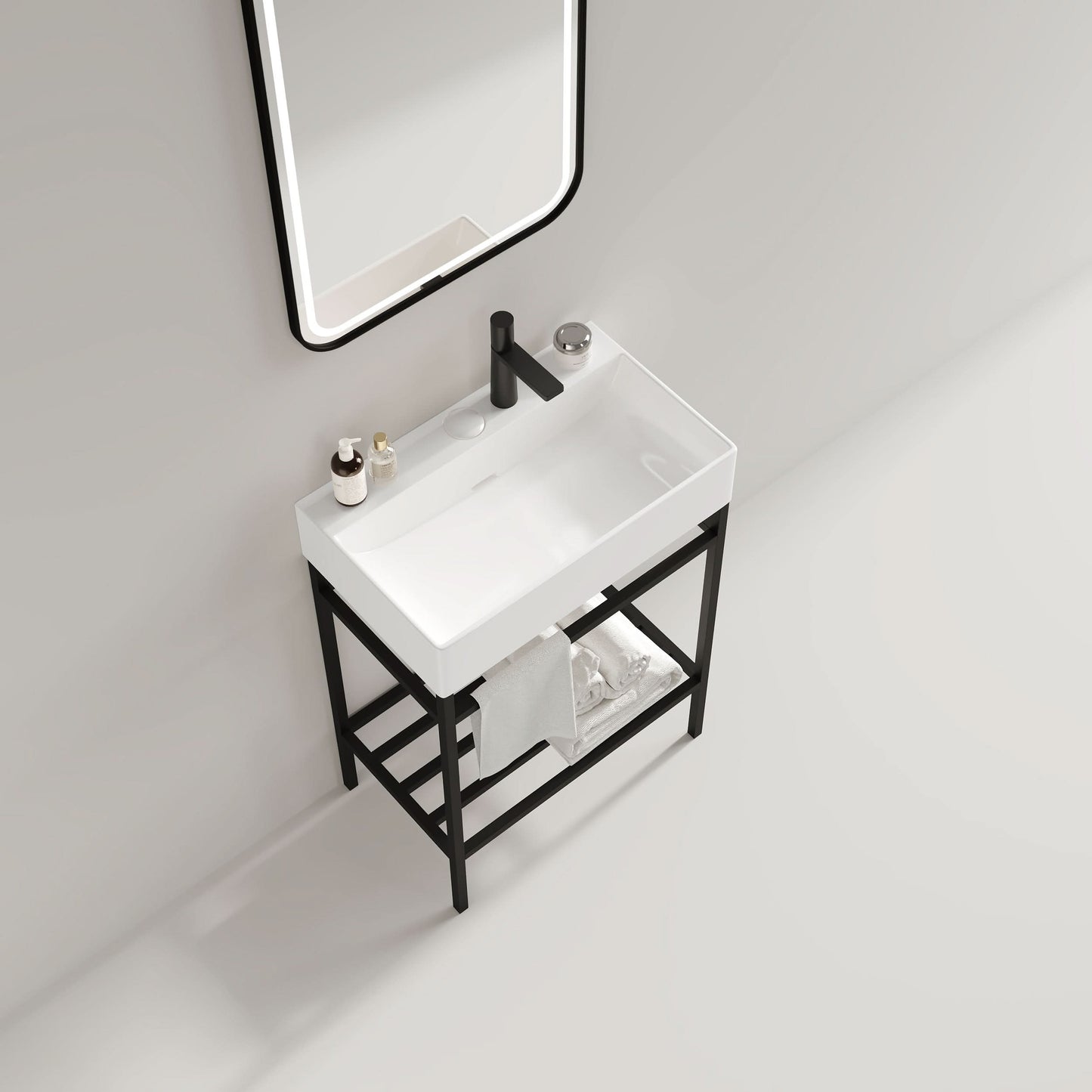 LOFI 24" Bathroom Vanity with Ceramic Basin, Freestanding Bathroom Console Sink Set