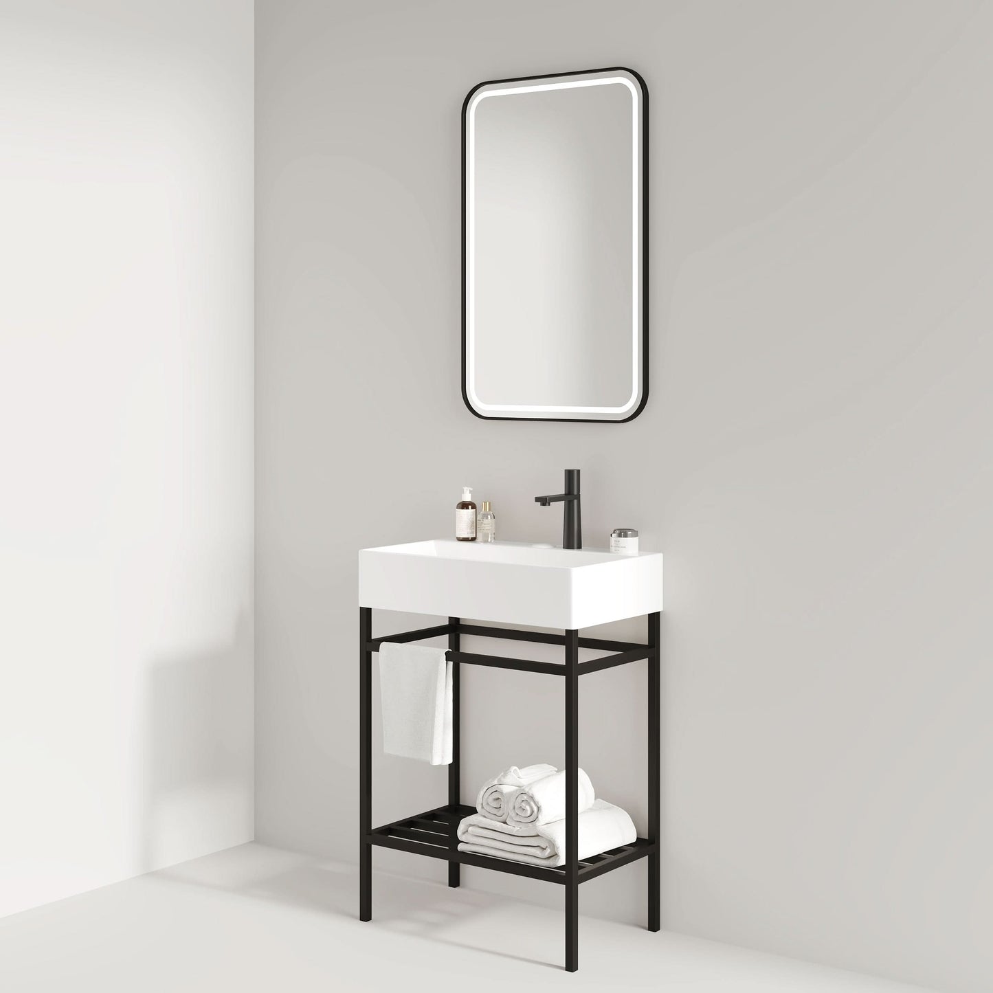 LOFI 24" Bathroom Vanity with Ceramic Basin, Freestanding Bathroom Console Sink Set