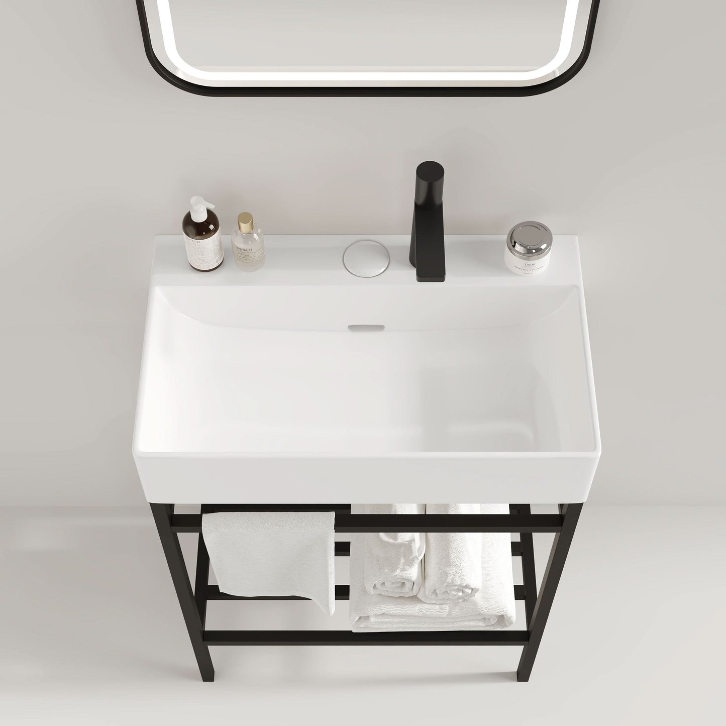 LOFI 24" Bathroom Vanity with Ceramic Basin, Freestanding Bathroom Console Sink Set