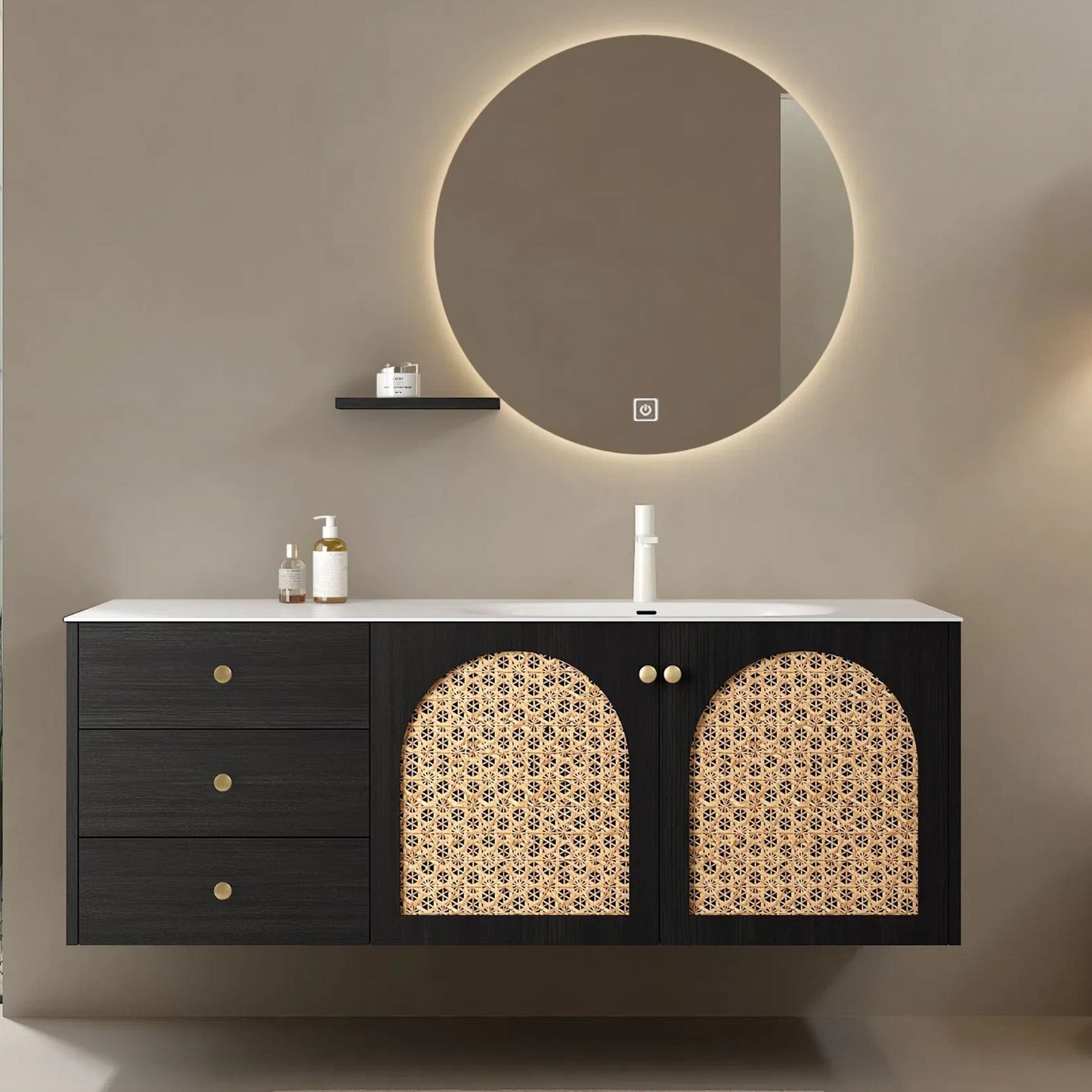 MANON 60" Bathroom Vanity with Sink, Wall-Mounted Plywood Storage Cabinet