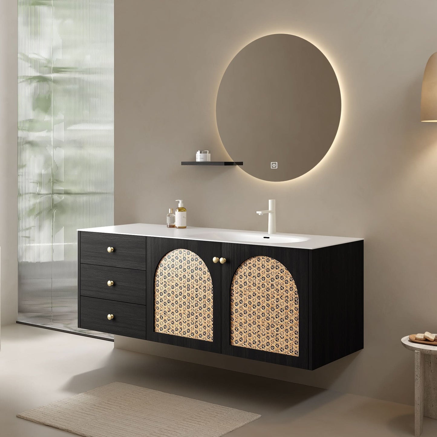 MANON 60" Bathroom Vanity with Sink, Wall-Mounted Plywood Storage Cabinet