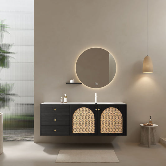 MANON 60" Bathroom Vanity with Sink, Wall-Mounted Plywood Storage Cabinet