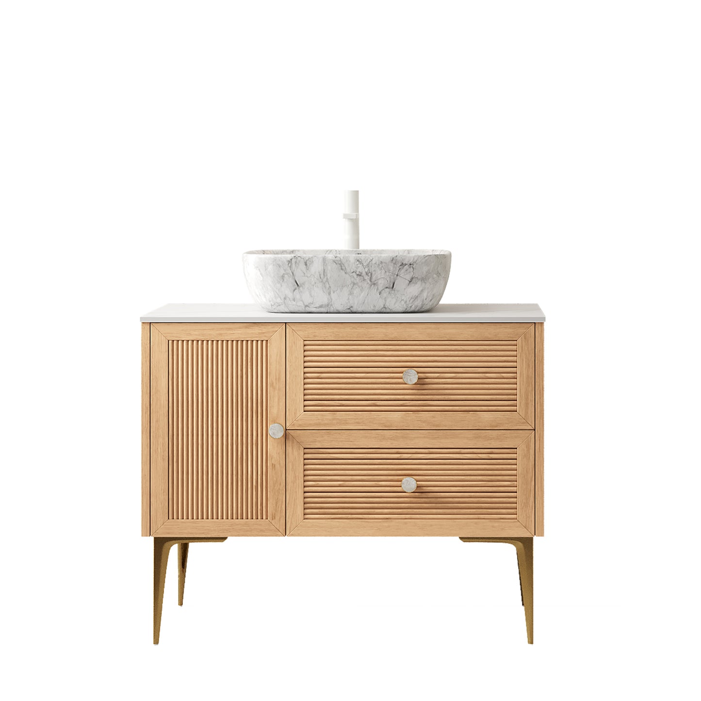 MUNIN Bathroom Vanity&Sinks, Oak Woodgrain