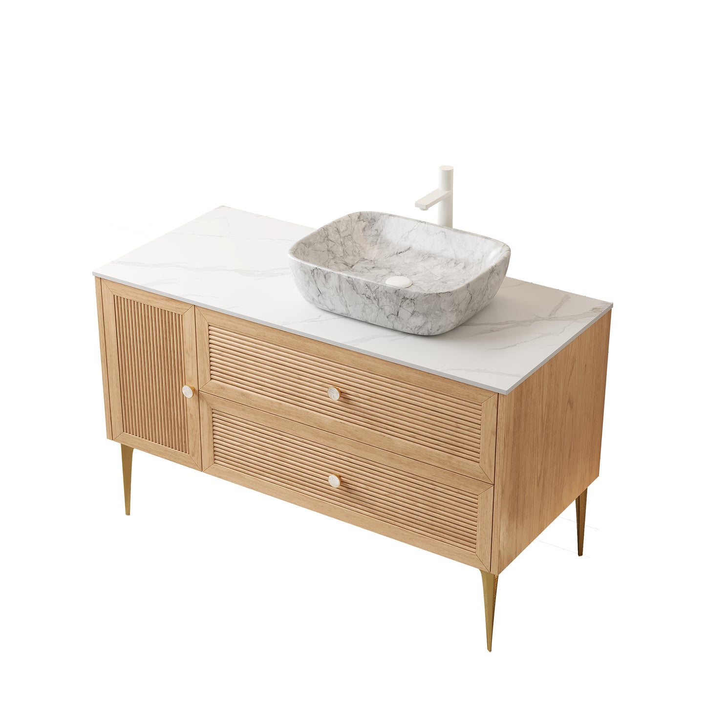 MUNIN Bathroom Vanity&Sinks, Oak Woodgrain
