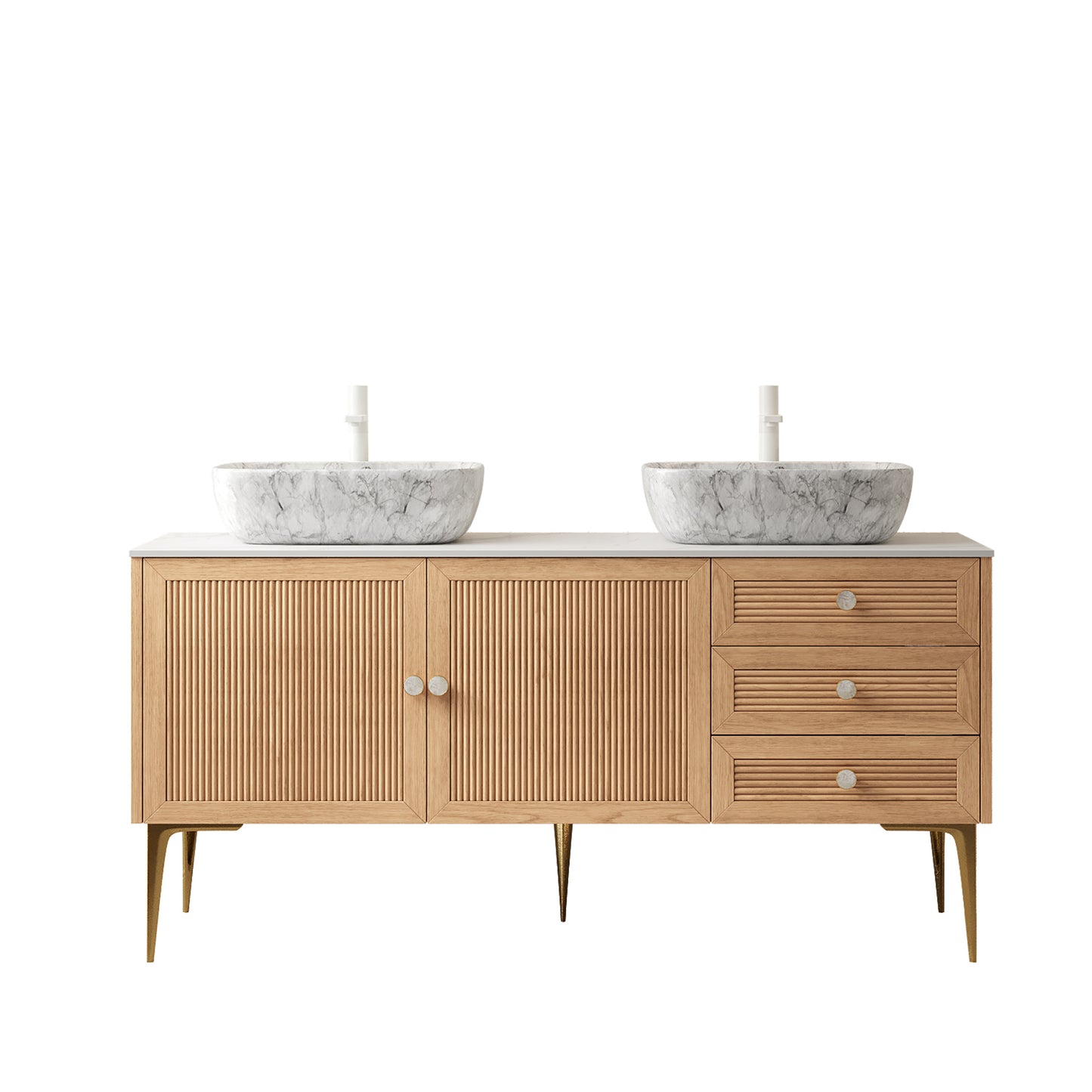 MUNIN Bathroom Vanity&Sinks, Oak Woodgrain