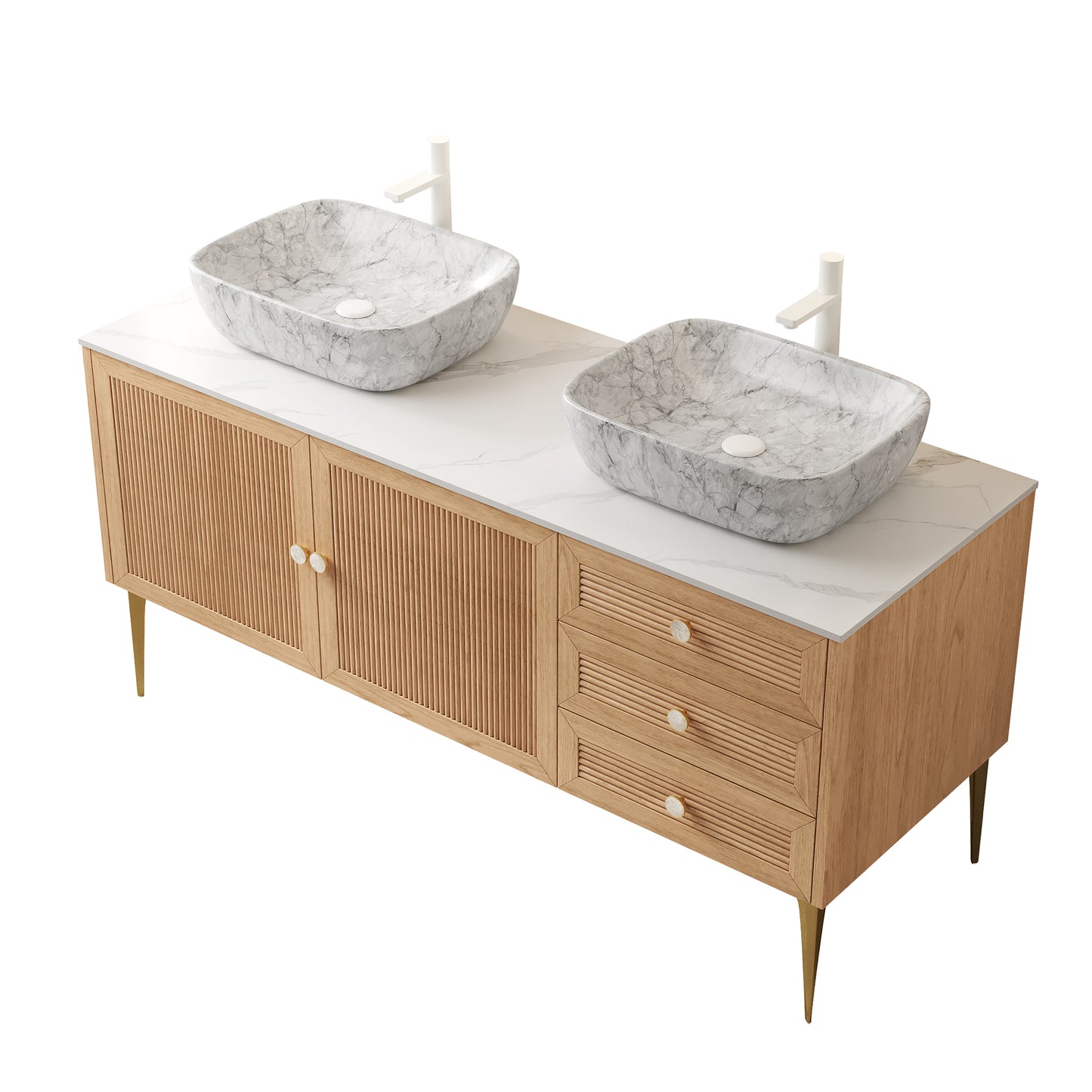 MUNIN Bathroom Vanity&Sinks, Oak Woodgrain