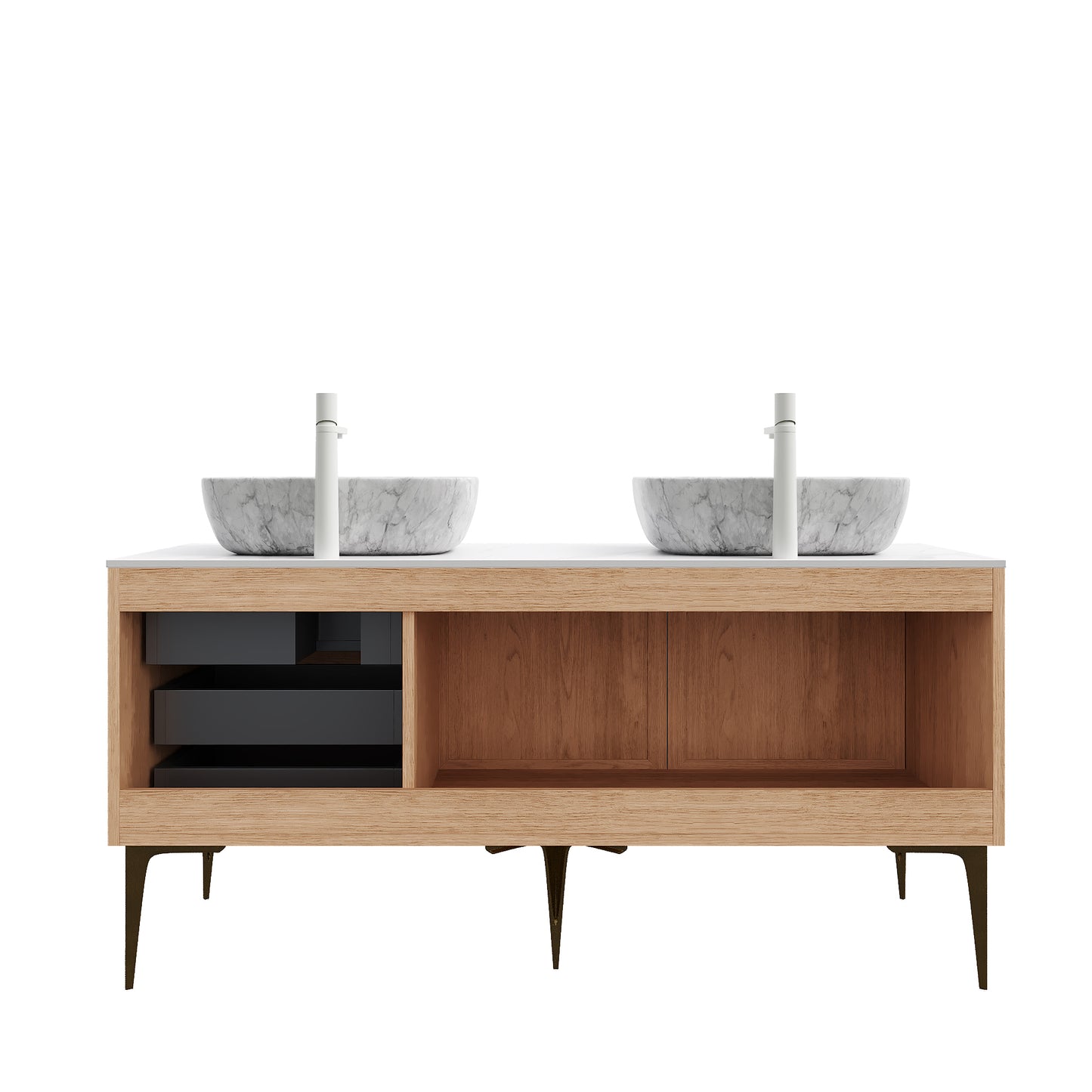 MUNIN Bathroom Vanity&Sinks, Oak Woodgrain