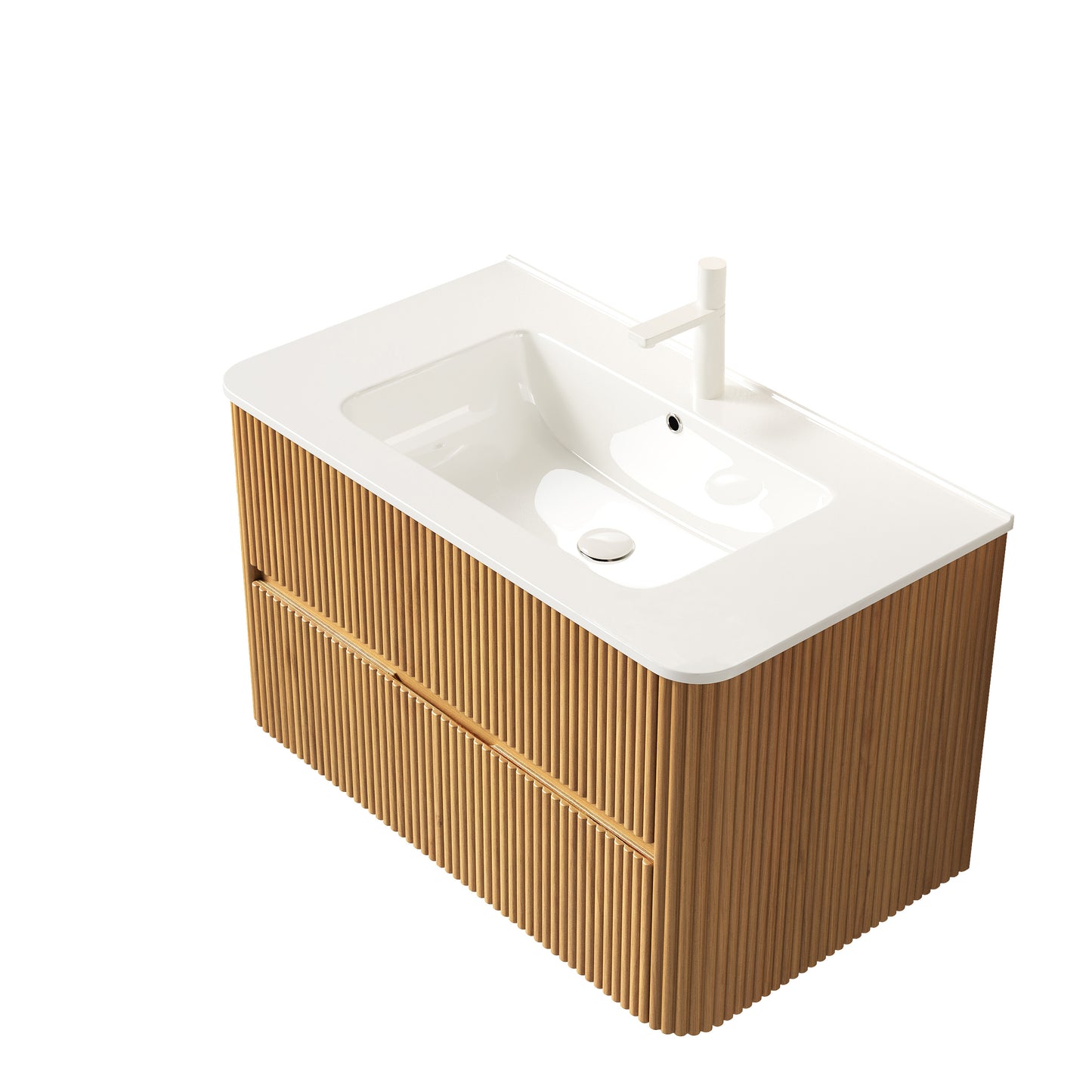 NOOR Bathroom Vanity with Sink, Natural Woodgrain Color