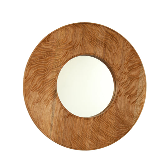 24'' Ring Mirror, Wall-mounted Vintage Circle Solid Rosewood Decorative Mirror, Round Mirror, Suitable for Bathroom, Bedroom, Living Room