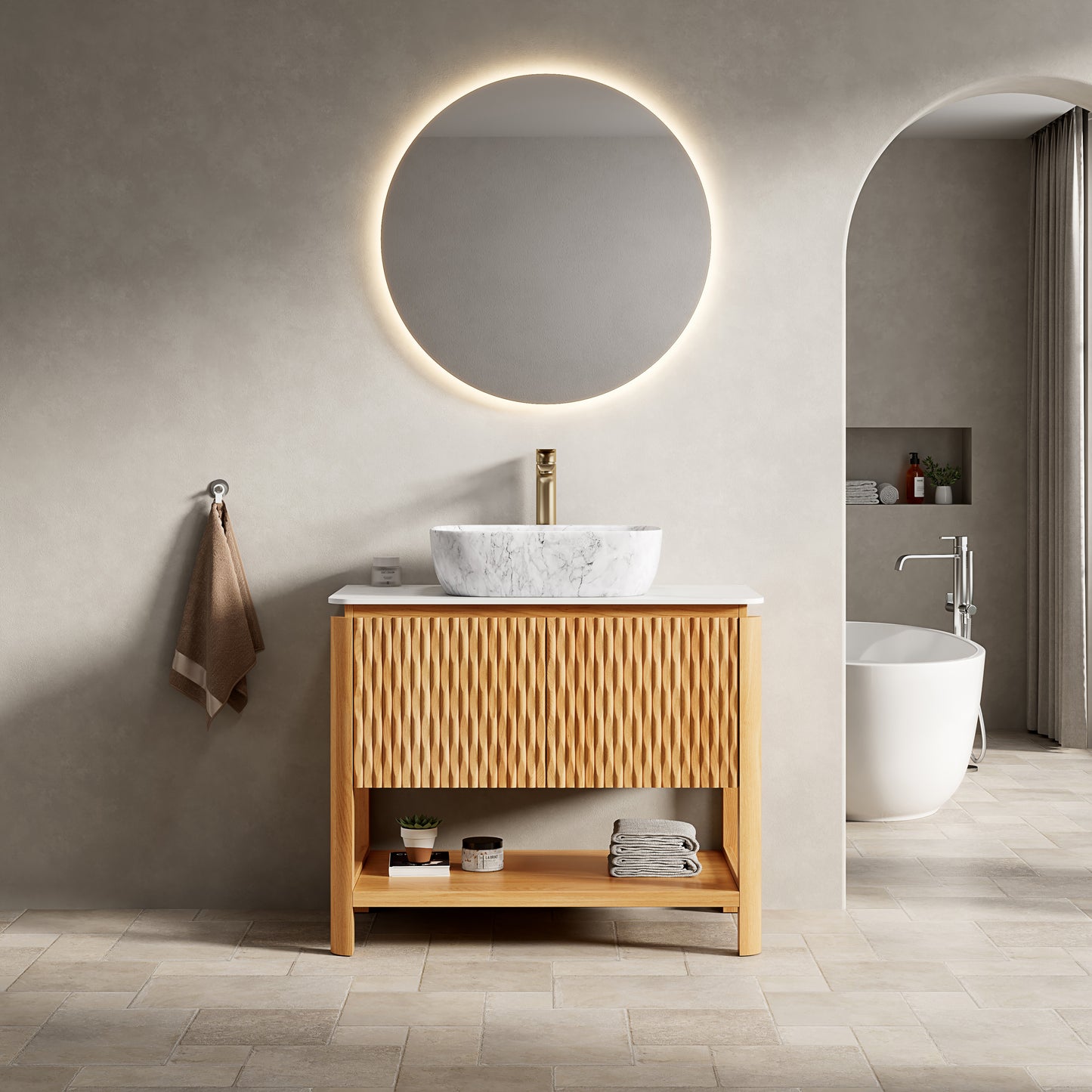 SHARMA Bathroom Vanity&Sinks, Woodgrain Color