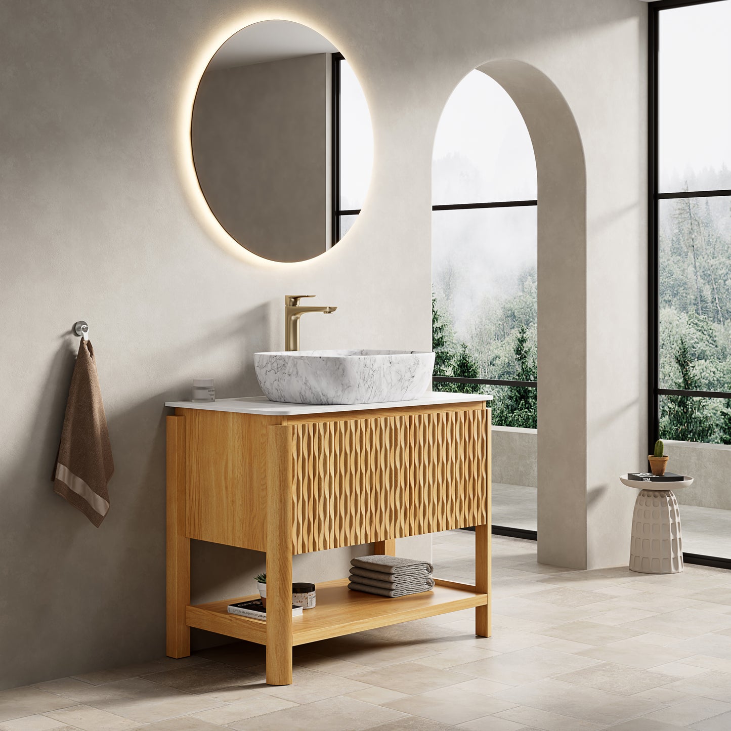 SHARMA Bathroom Vanity&Sinks, Woodgrain Color