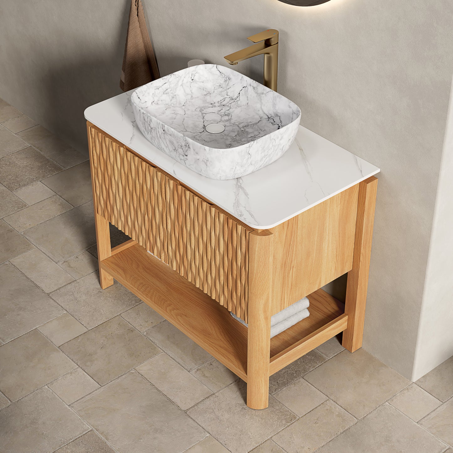 SHARMA Bathroom Vanity&Sinks, Woodgrain Color