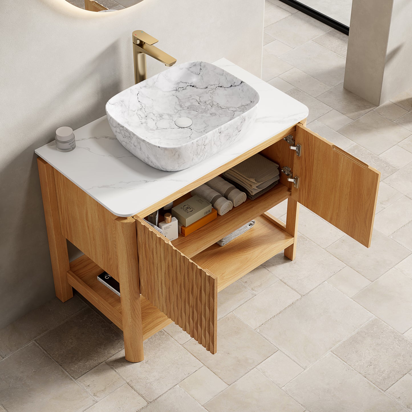 SHARMA Bathroom Vanity&Sinks, Woodgrain Color