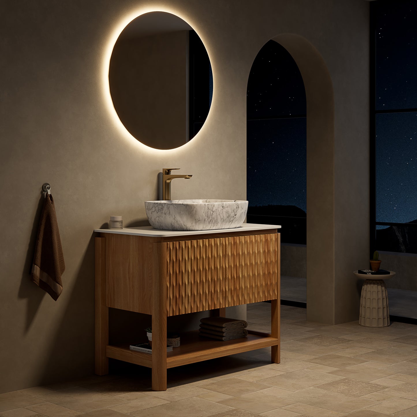 SHARMA Bathroom Vanity&Sinks, Woodgrain Color