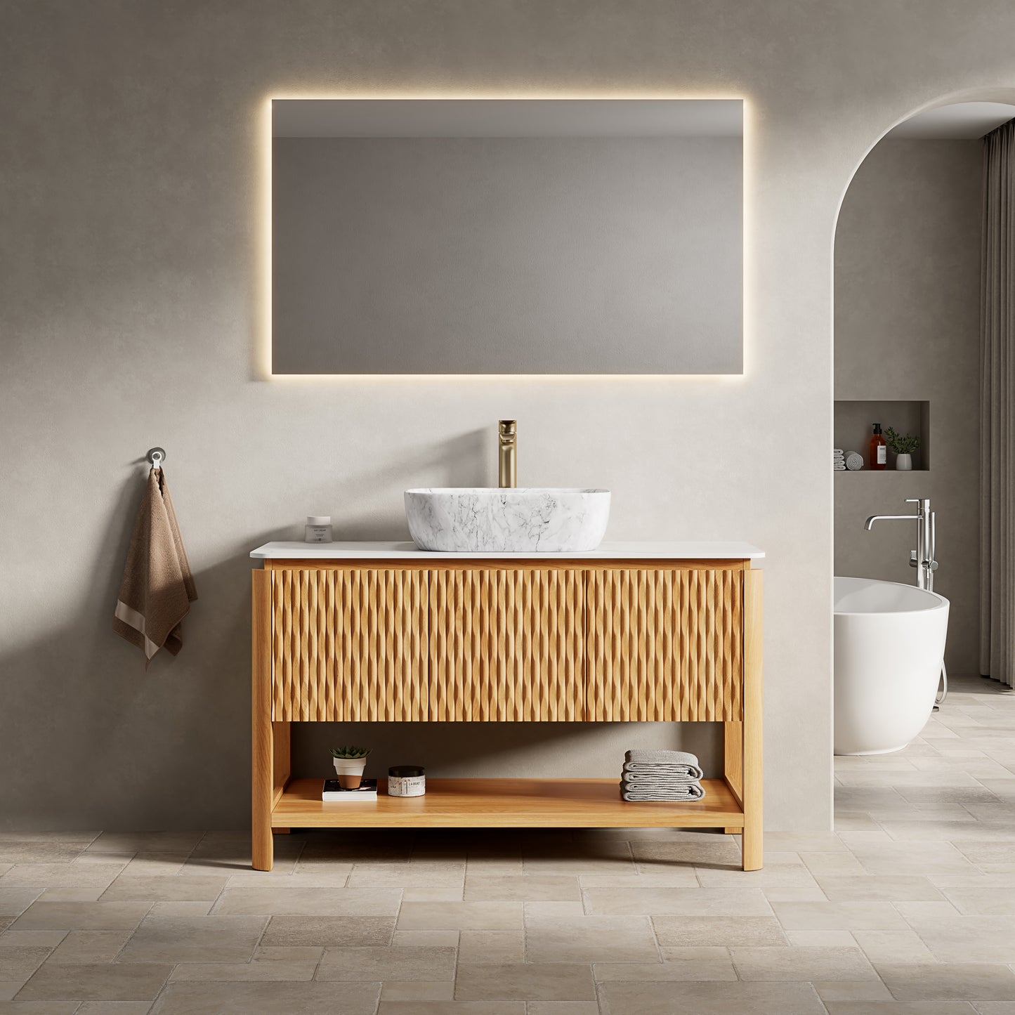 SHARMA Bathroom Vanity&Sinks, Woodgrain Color