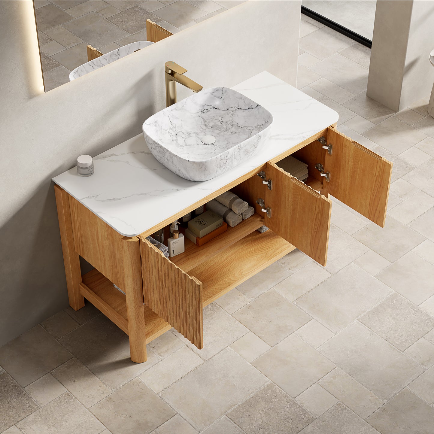 SHARMA Bathroom Vanity&Sinks, Woodgrain Color
