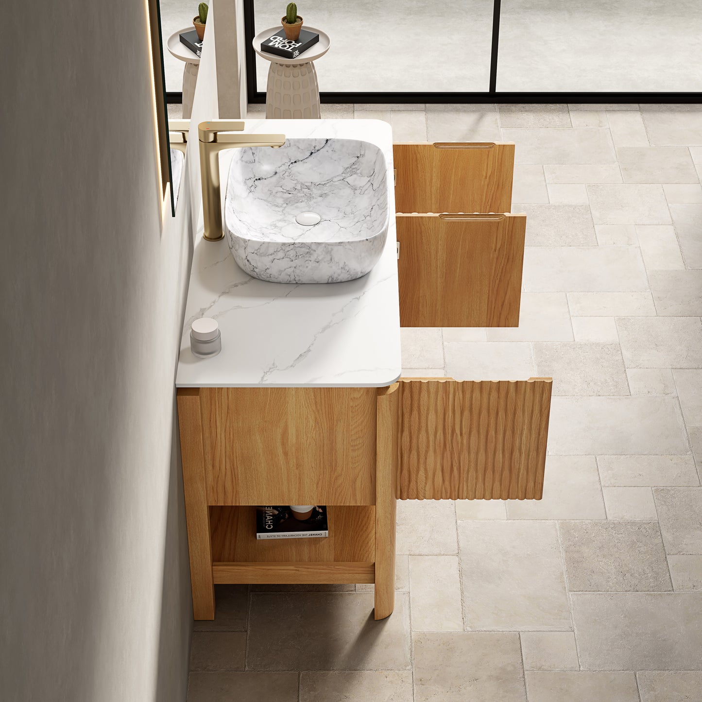 SHARMA Bathroom Vanity&Sinks, Woodgrain Color