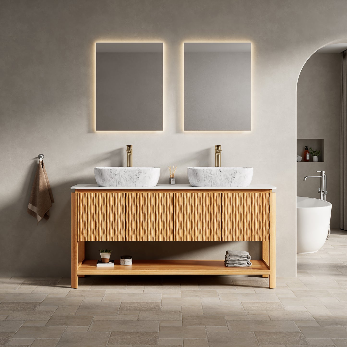 SHARMA Bathroom Vanity&Sinks, Woodgrain Color