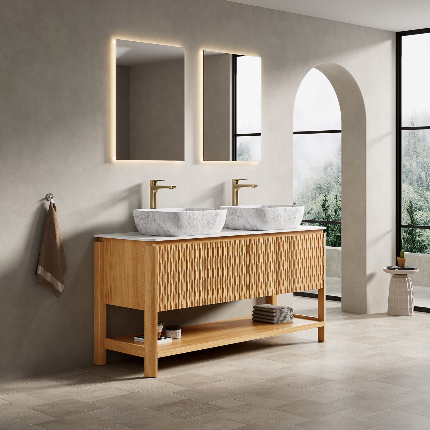 SHARMA Bathroom Vanity&Sinks, Woodgrain Color