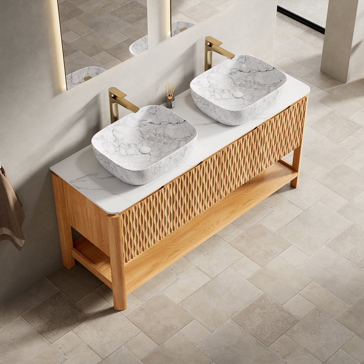 SHARMA Bathroom Vanity&Sinks, Woodgrain Color