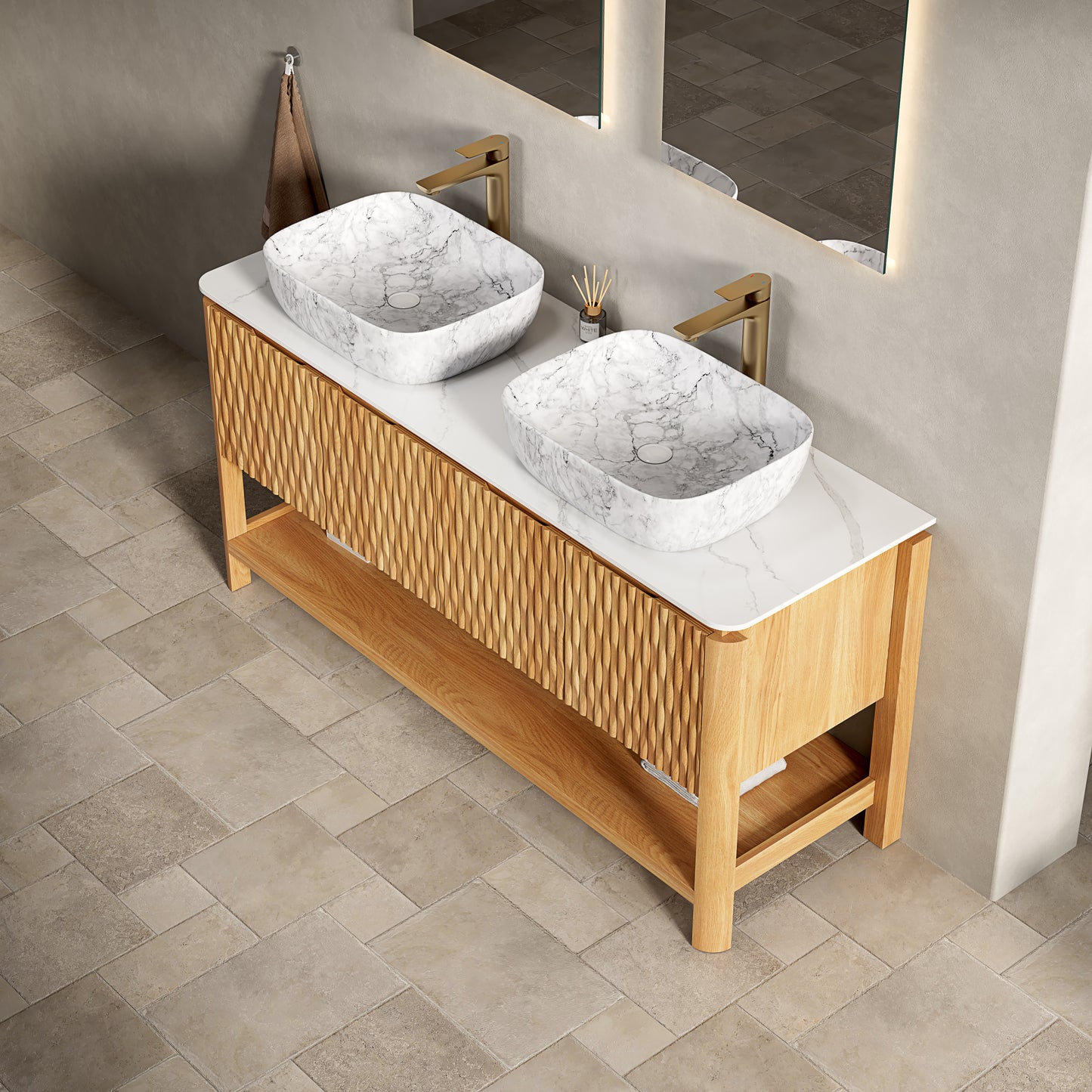 SHARMA Bathroom Vanity&Sinks, Woodgrain Color