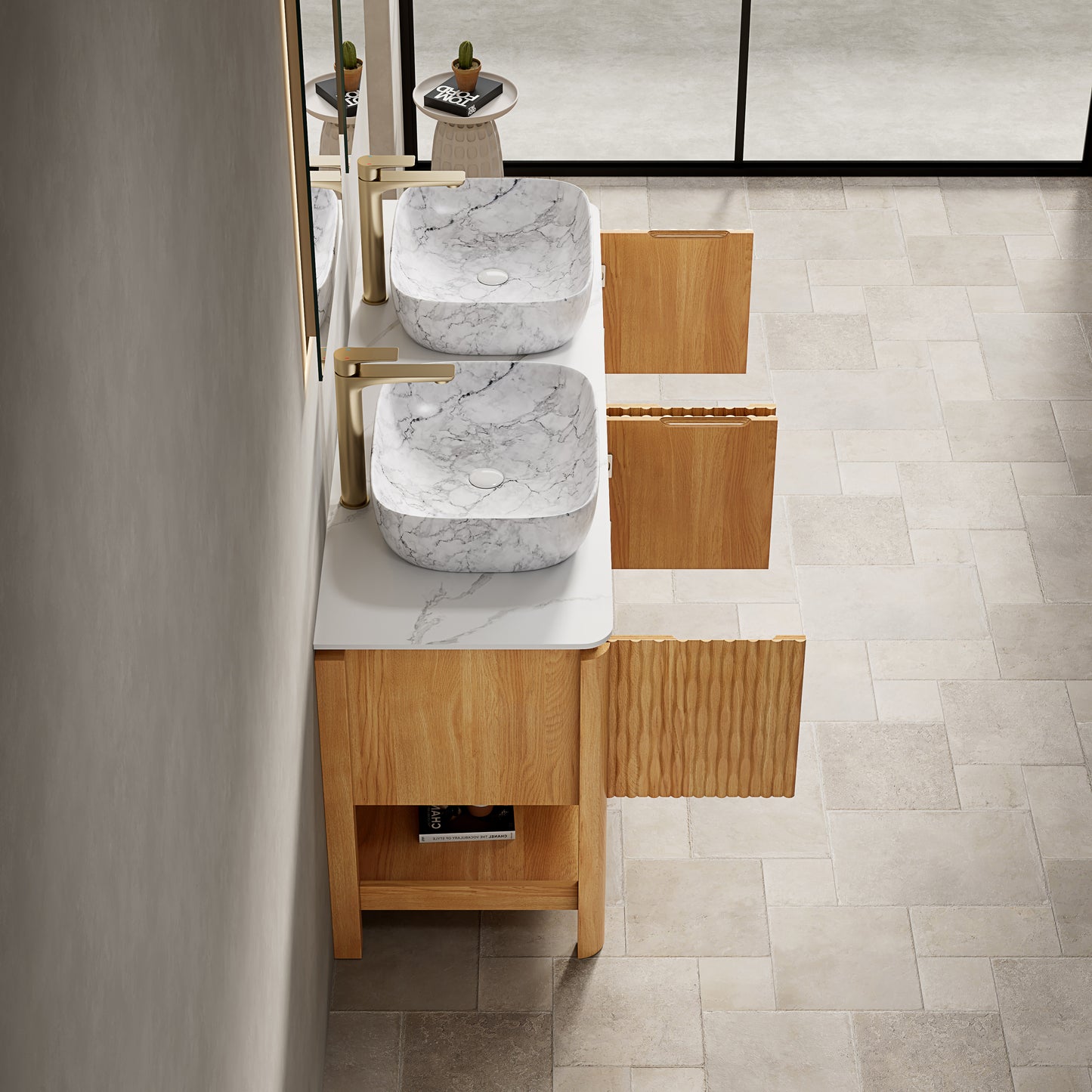 SHARMA Bathroom Vanity&Sinks, Woodgrain Color