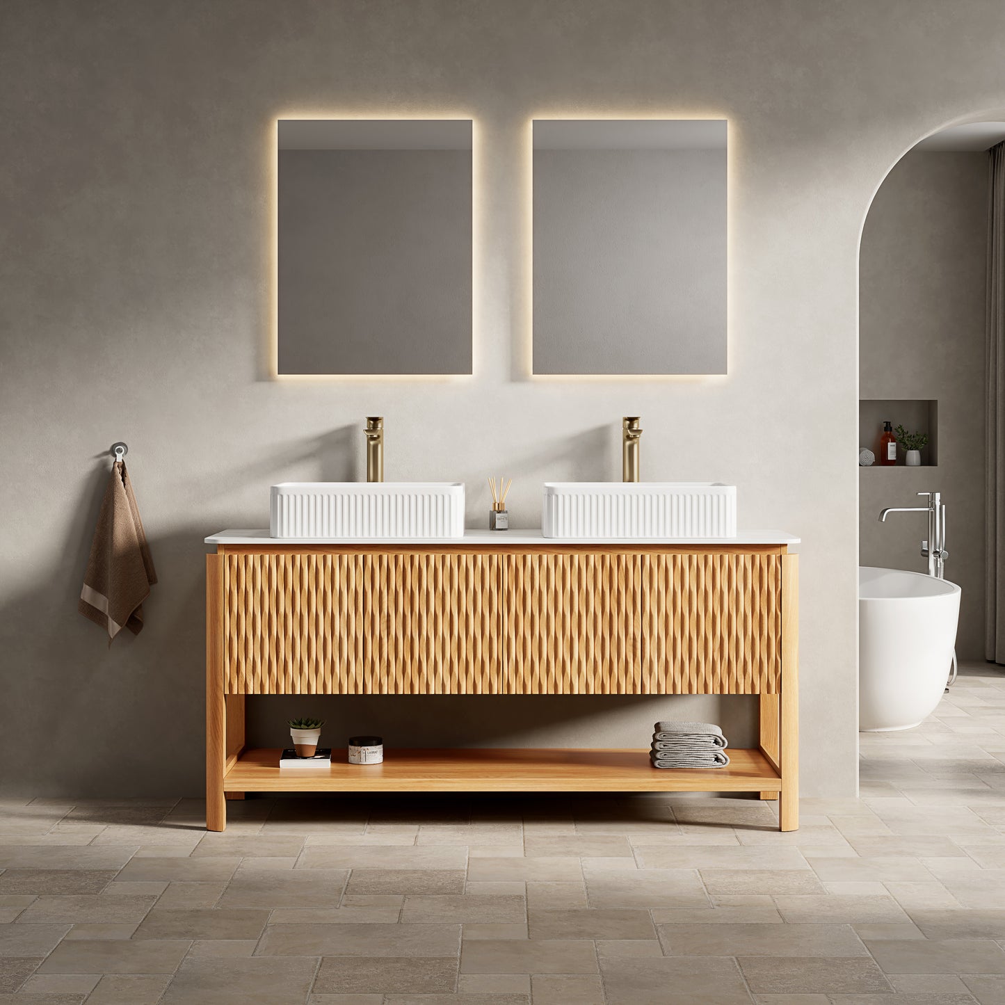 SHARMA Bathroom Vanity&Sinks, Woodgrain Color