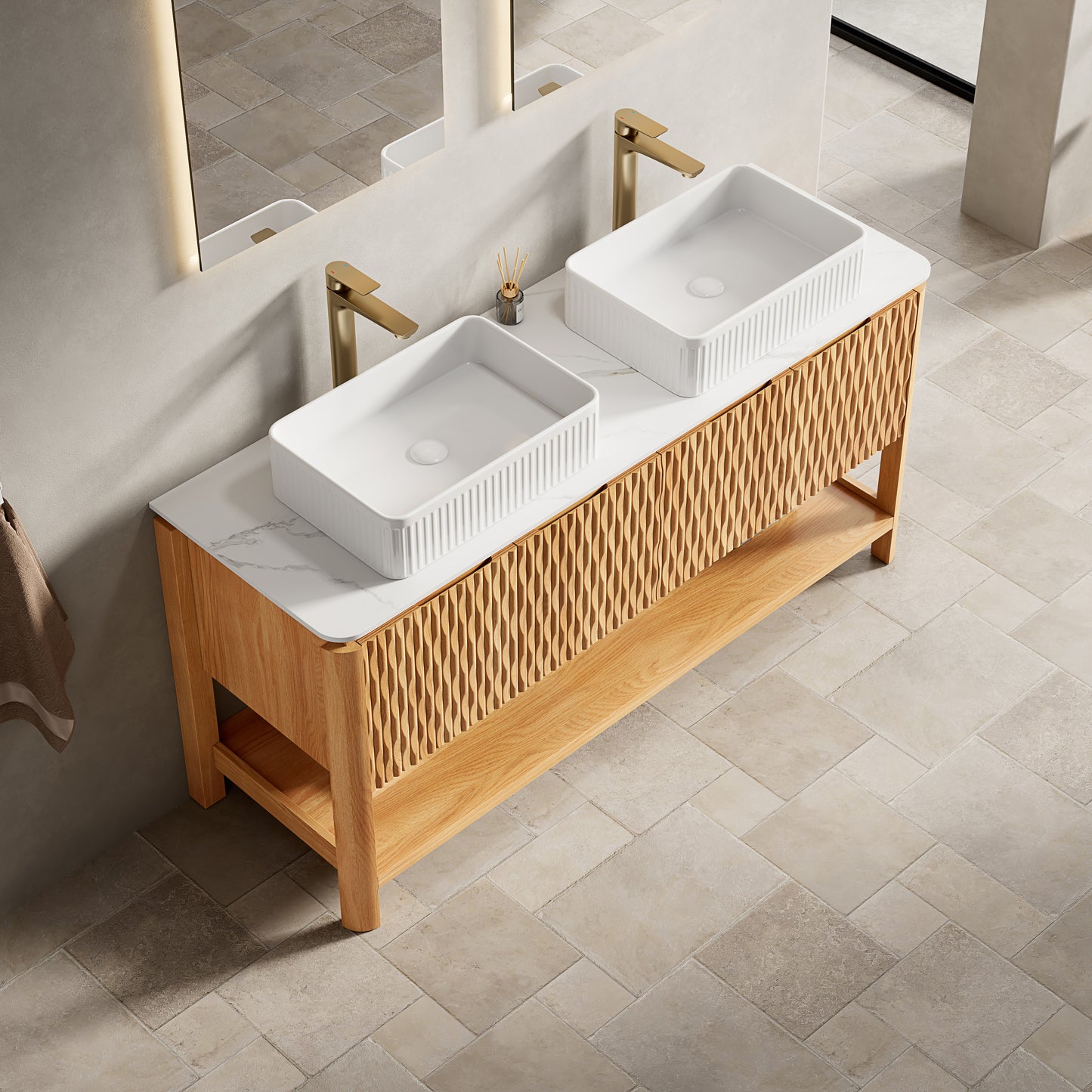 SHARMA Bathroom Vanity&Sinks, Woodgrain Color