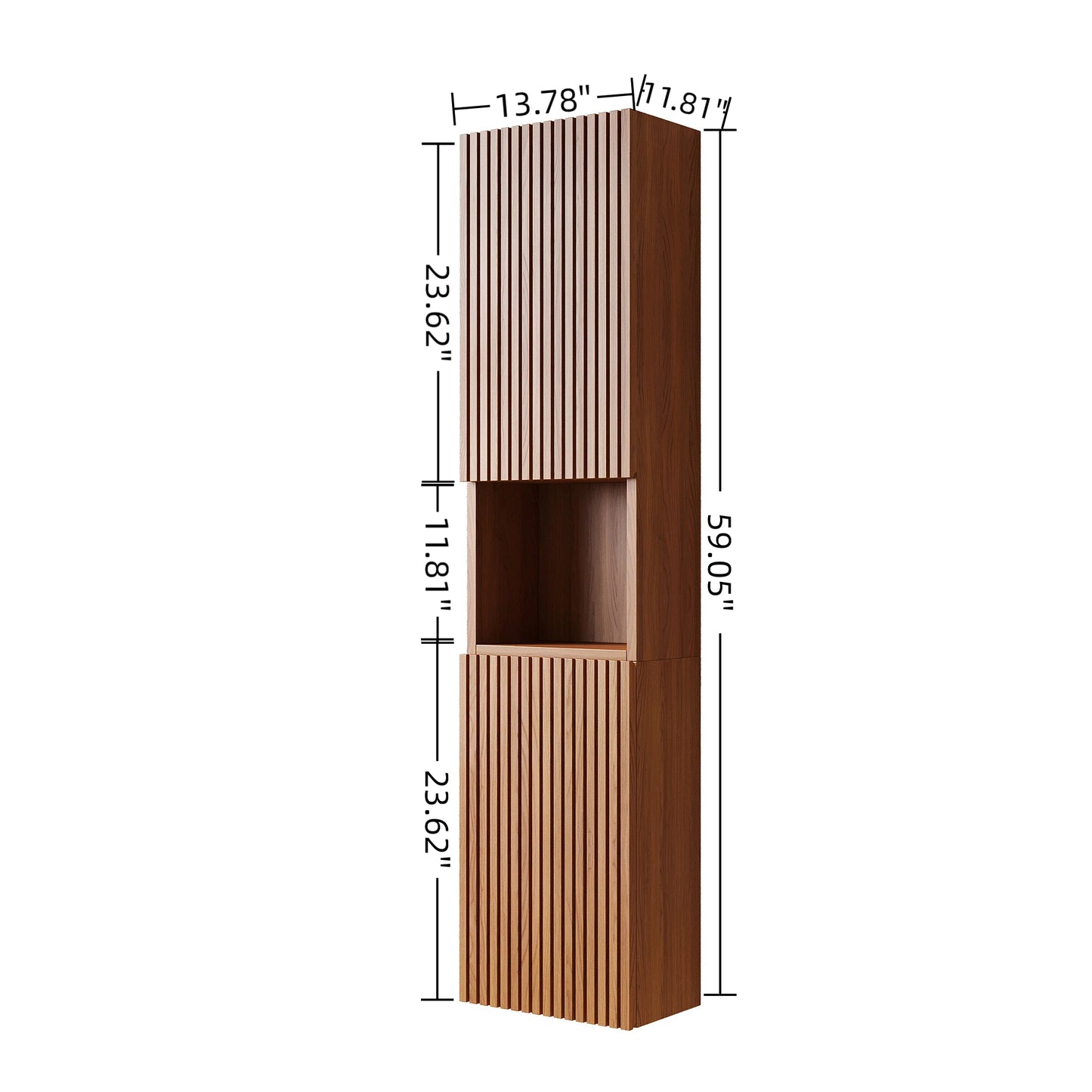 MITCH Tall Bathroom Wall Mounted Cabinet, Brown Oak Woodgrain Color