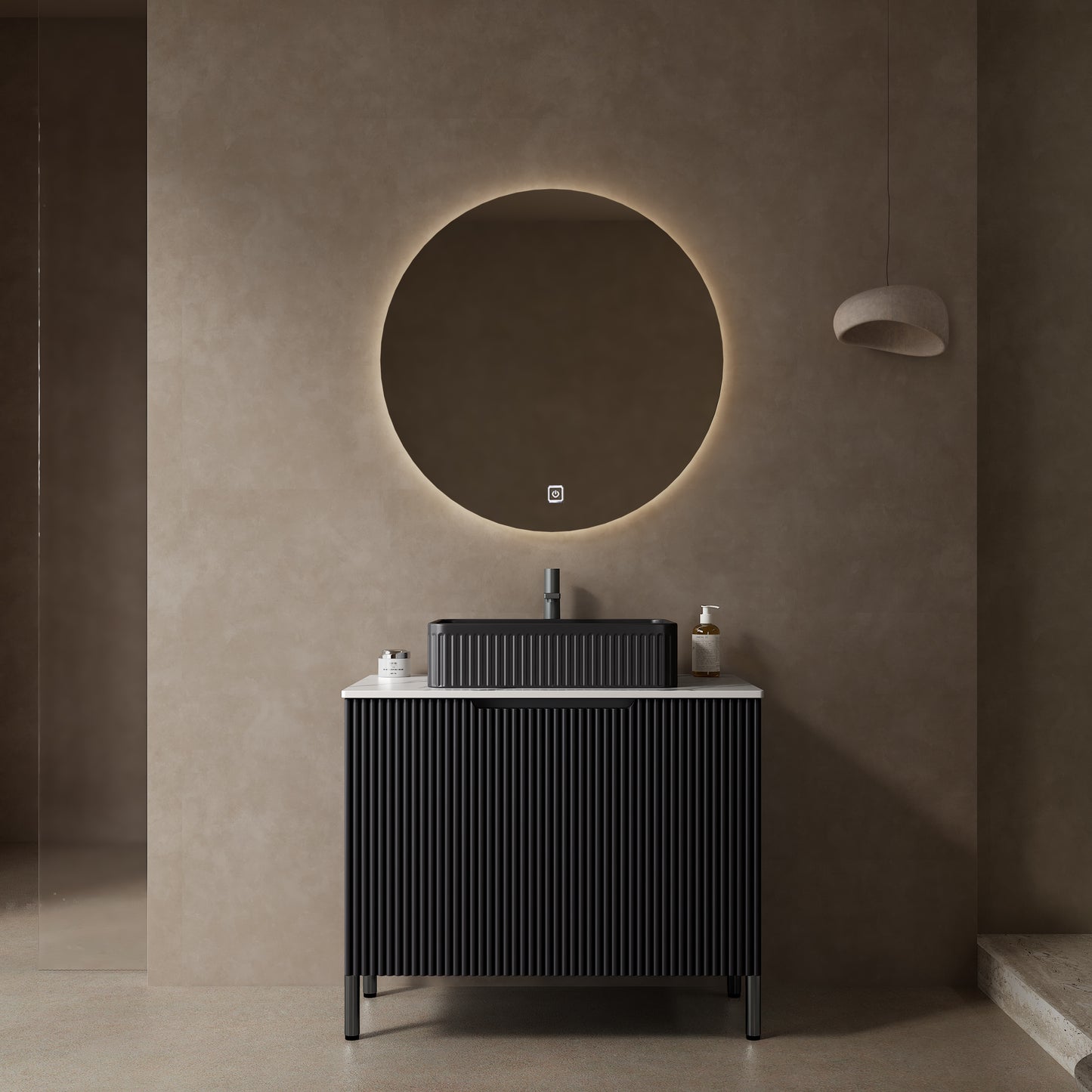TURIO Bathroom Vanity with Sink, Black Color