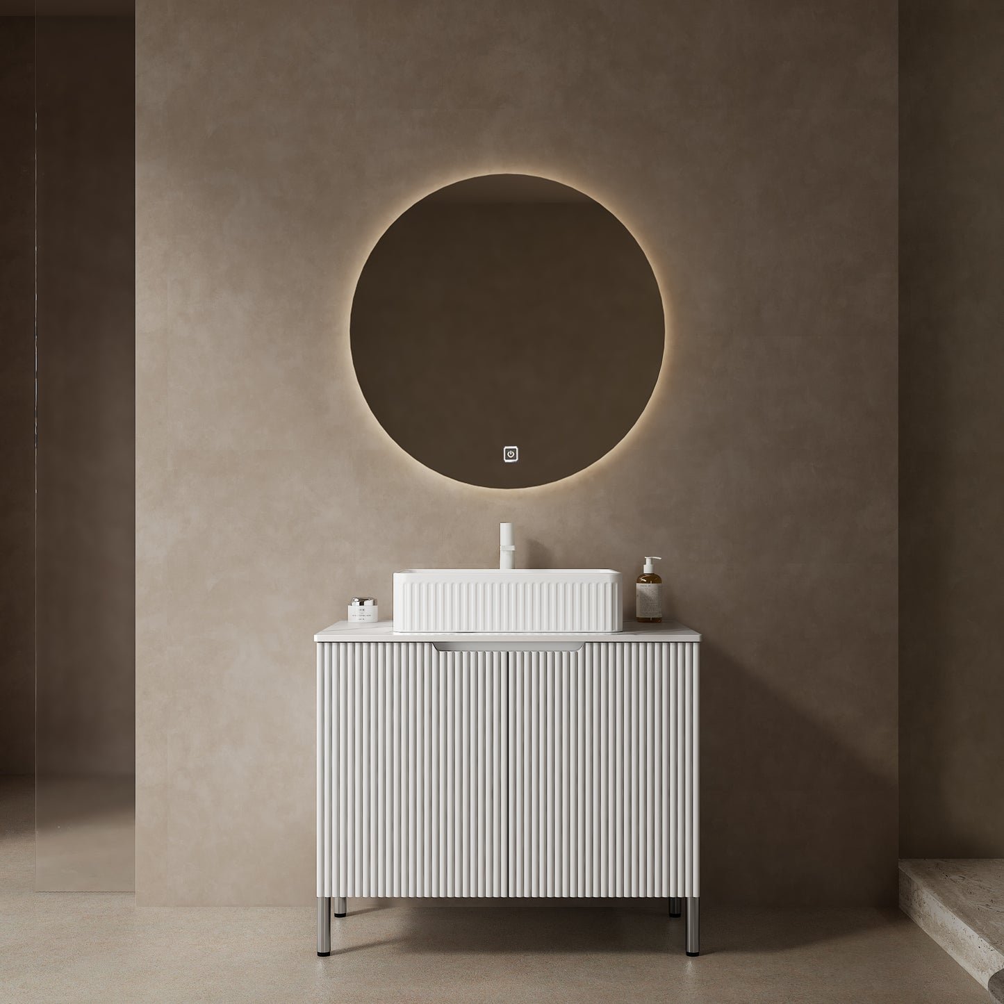 TURIO Bathroom Vanity with Sink, White Color