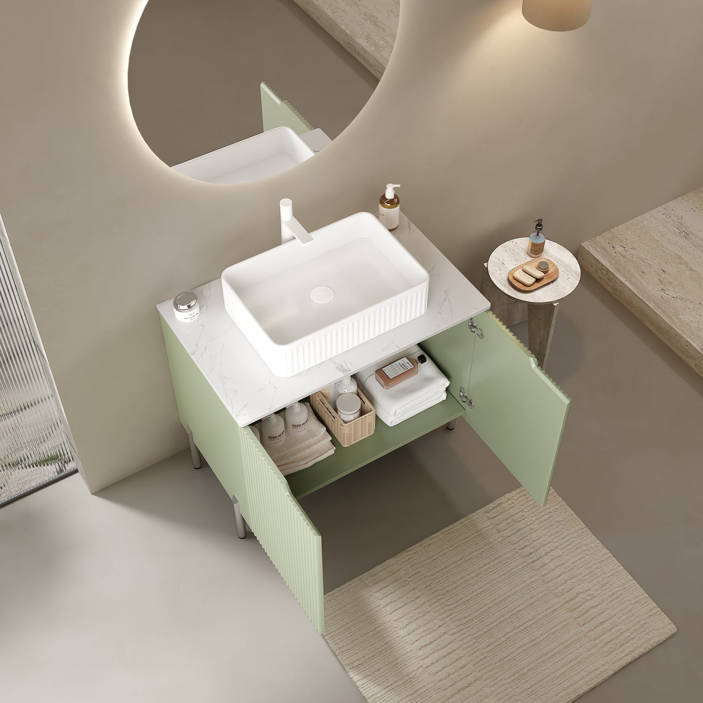 TURIO Bathroom Vanity with Sink, Green Color