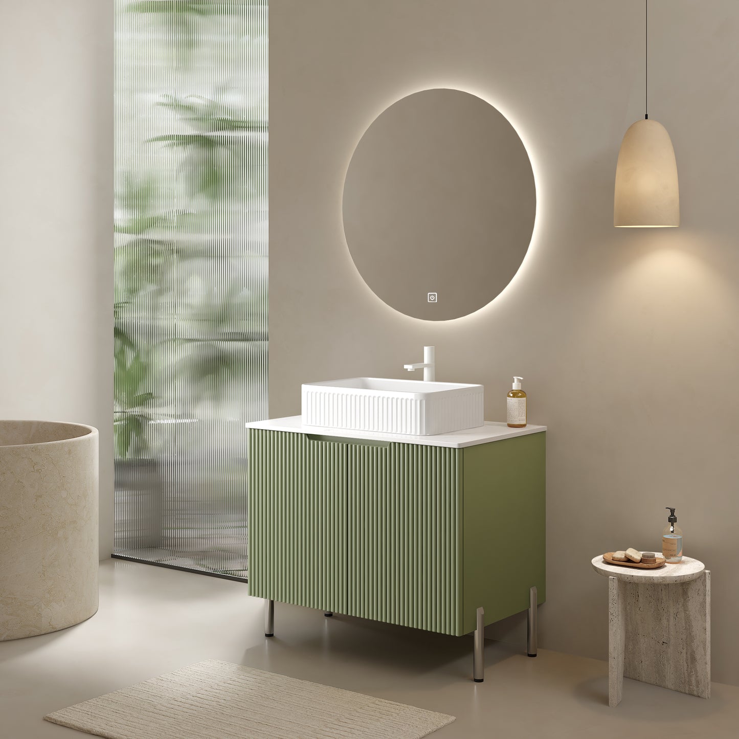 TURIO Bathroom Vanity with Sink, Green Color