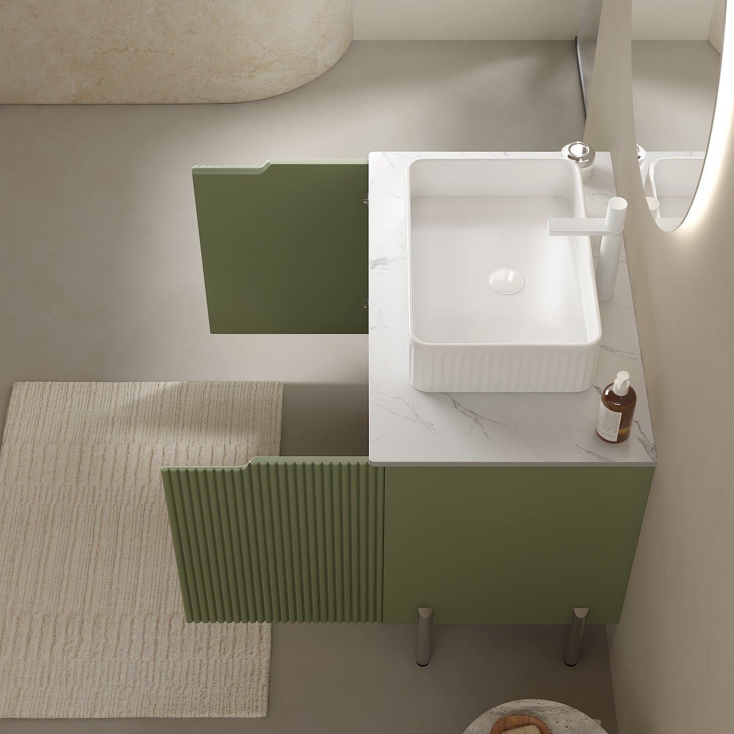 TURIO Bathroom Vanity with Sink, Green Color