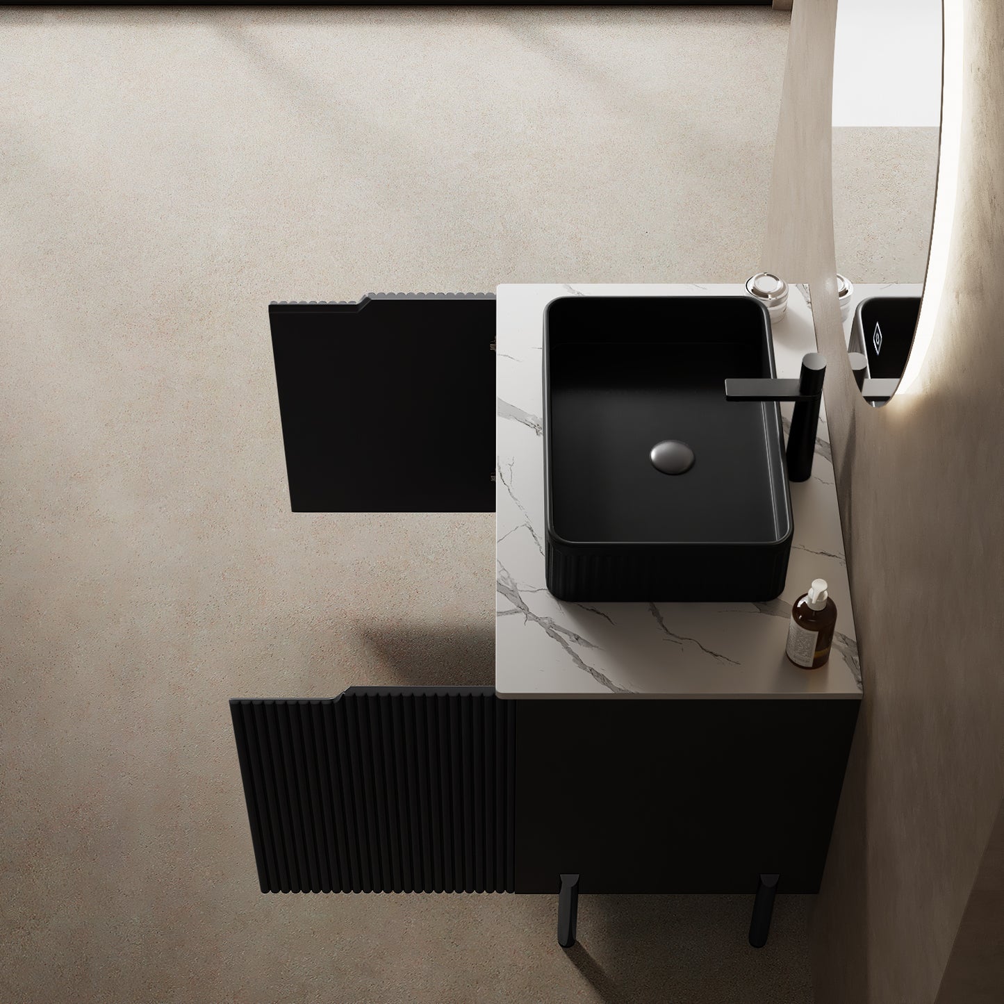 TURIO Bathroom Vanity with Sink, Black Color