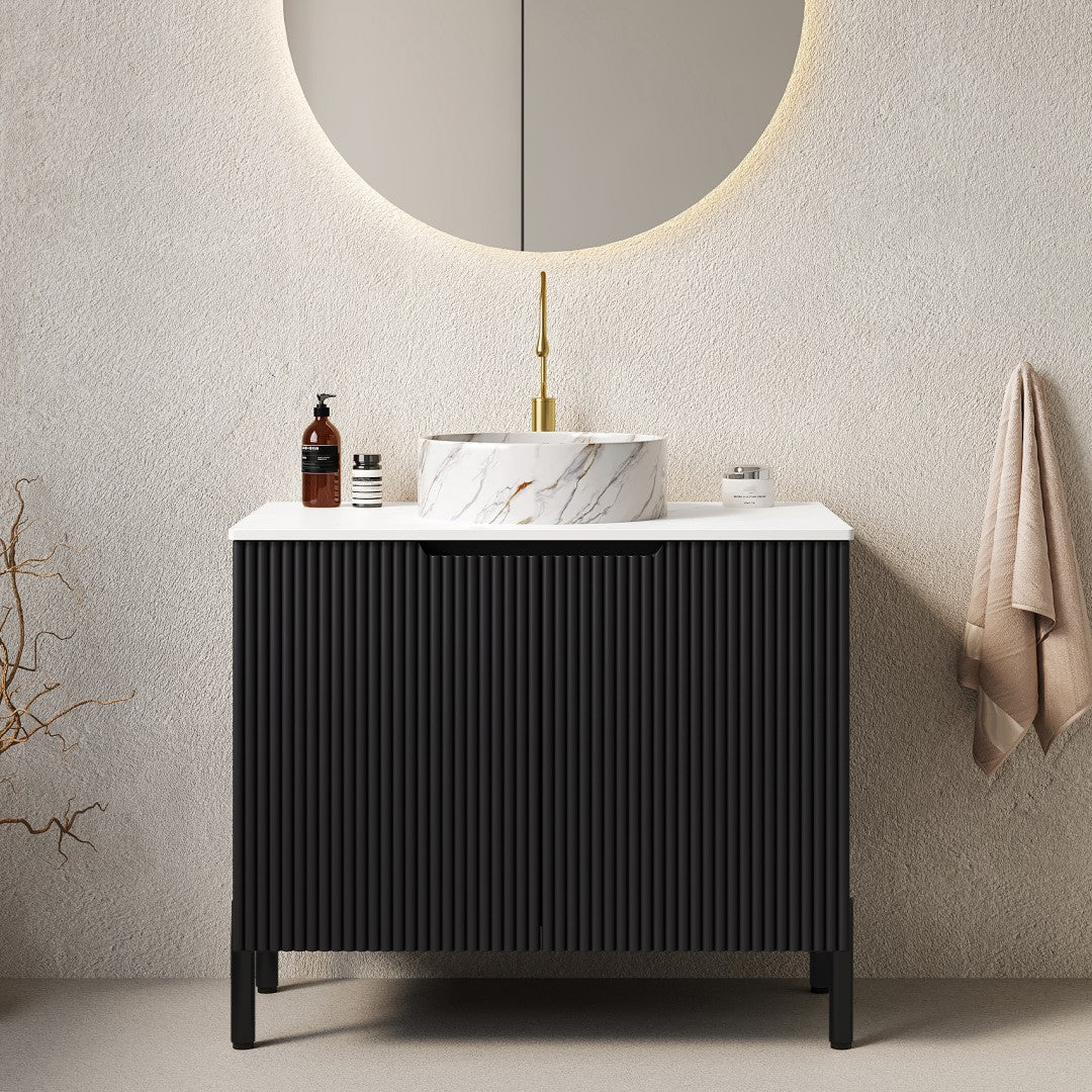 TURIO Bathroom Vanity with Sink, Black Color