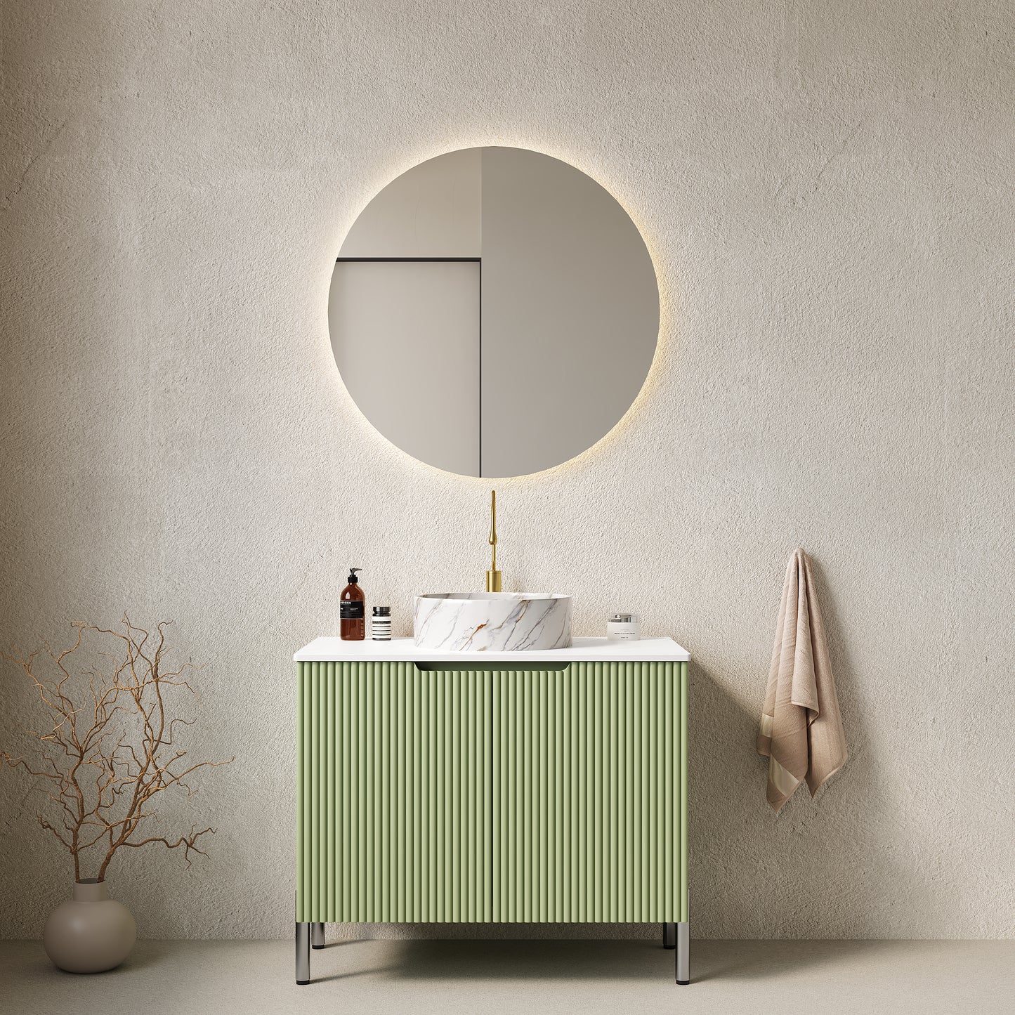 TURIO Bathroom Vanity with Sink, Green Color